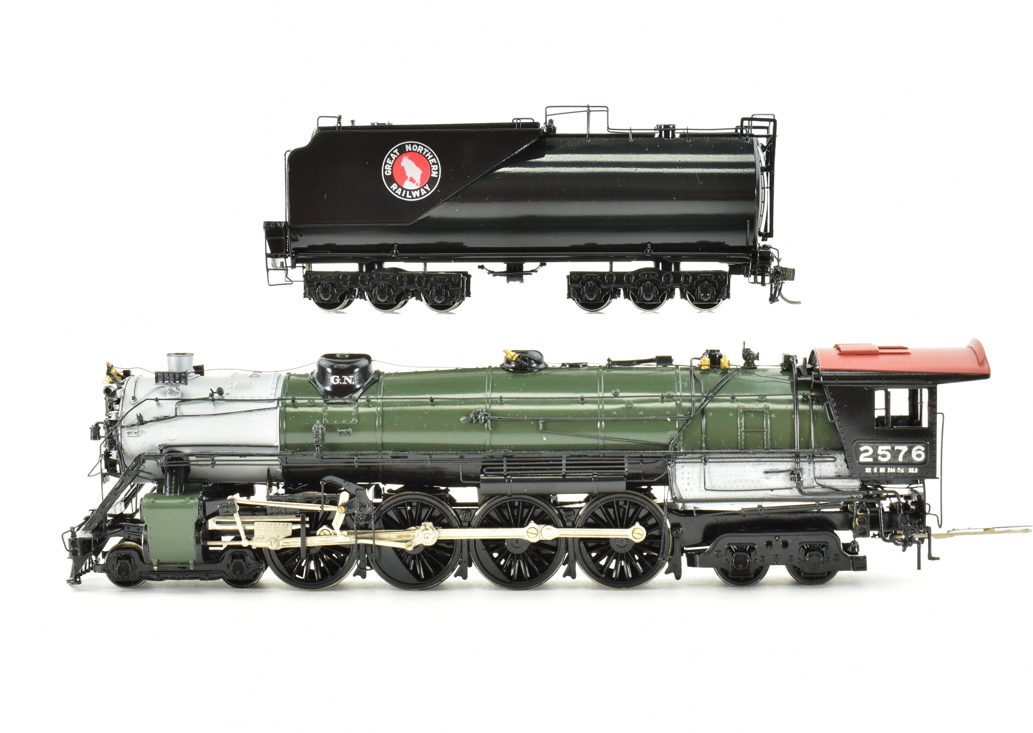 HO Scale Brass Model Train - Great Northern S-2 4-8-4 Professionally Painted in Glacier Park Scheme by Westside Model Co. GN