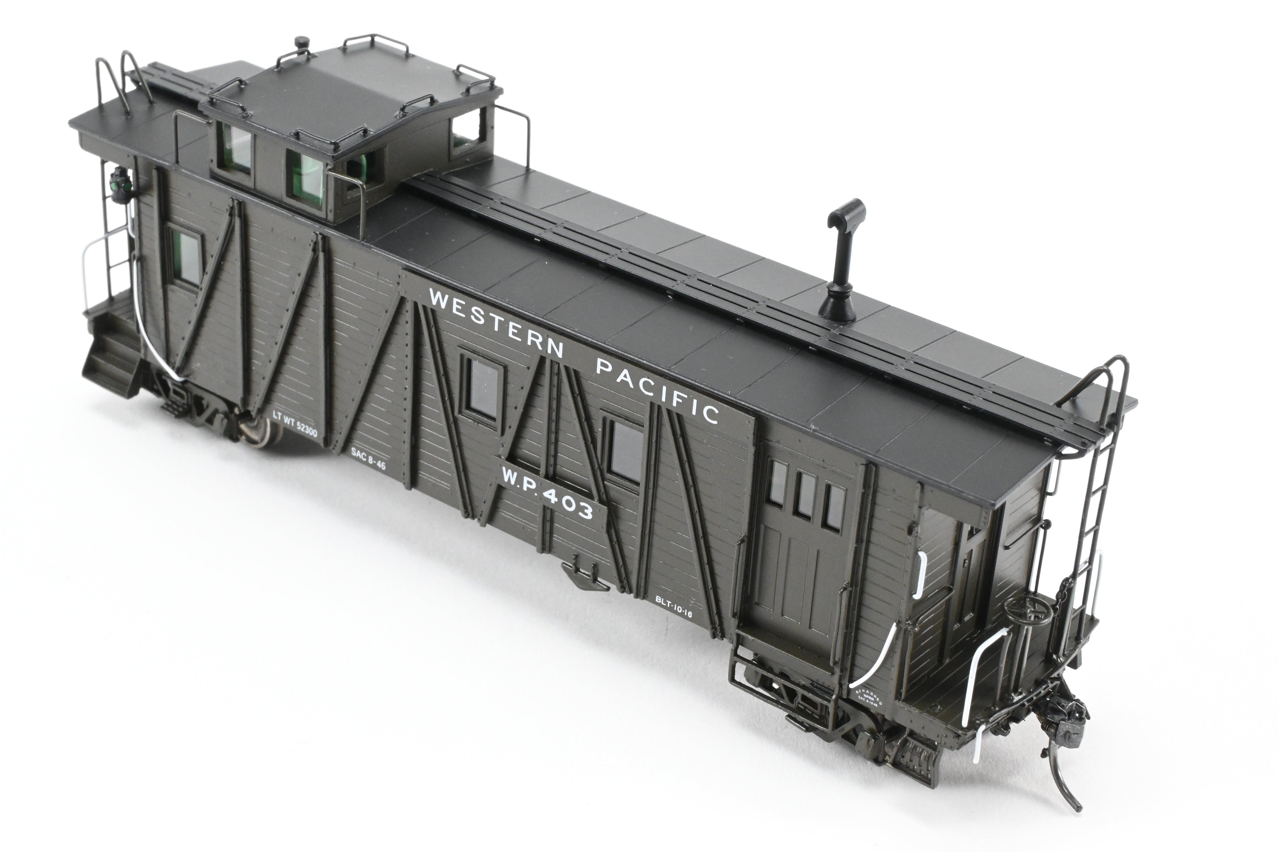 HO NEW Brass North Bank Line WP Western Pacific #403 Pullman Green Caboose with Side Door