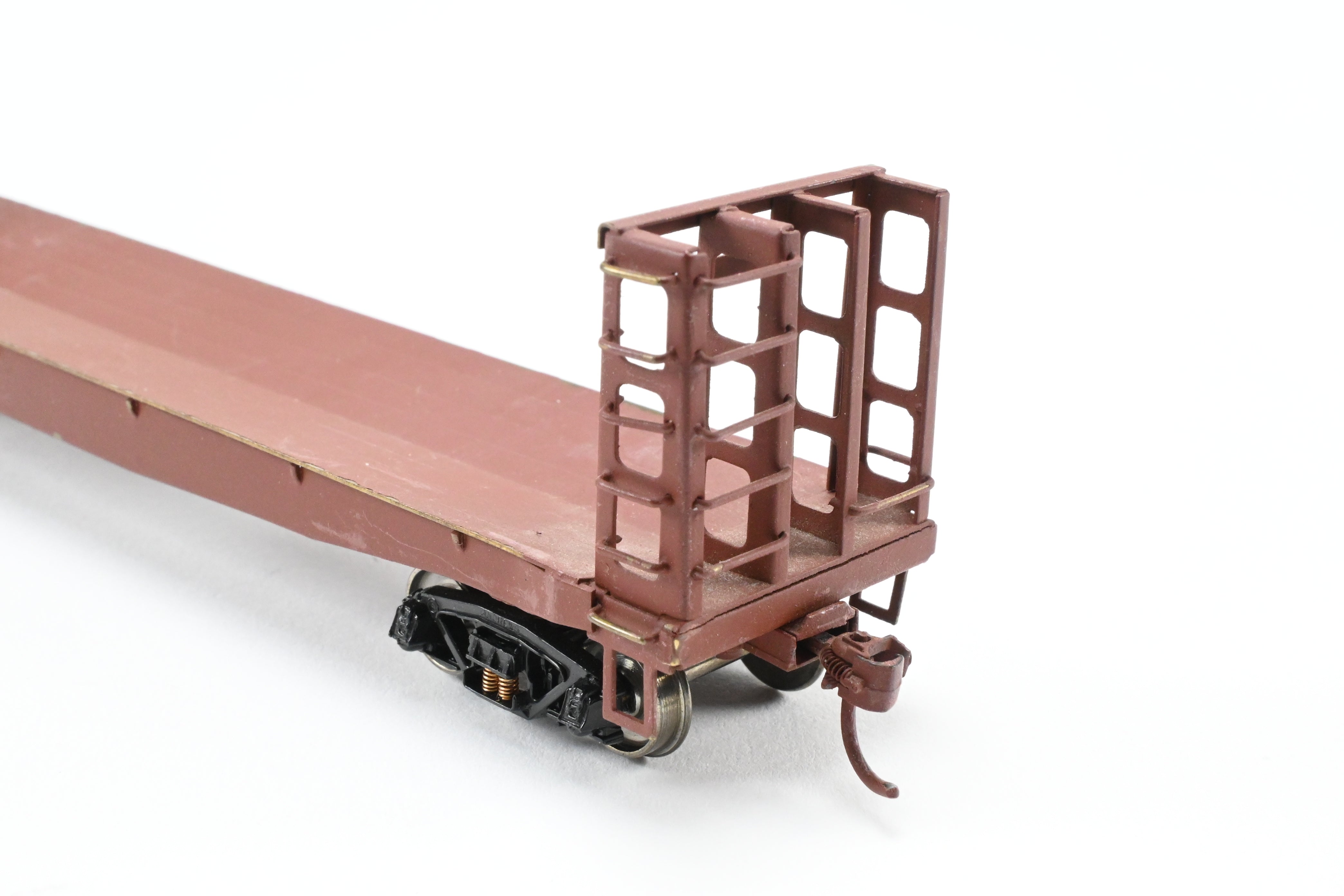 HO Scale Brass Custom - Painted Pulpwood Flatcar with Beveled Floor and Bulkhead by U.S. Hobbies (No Original Box)