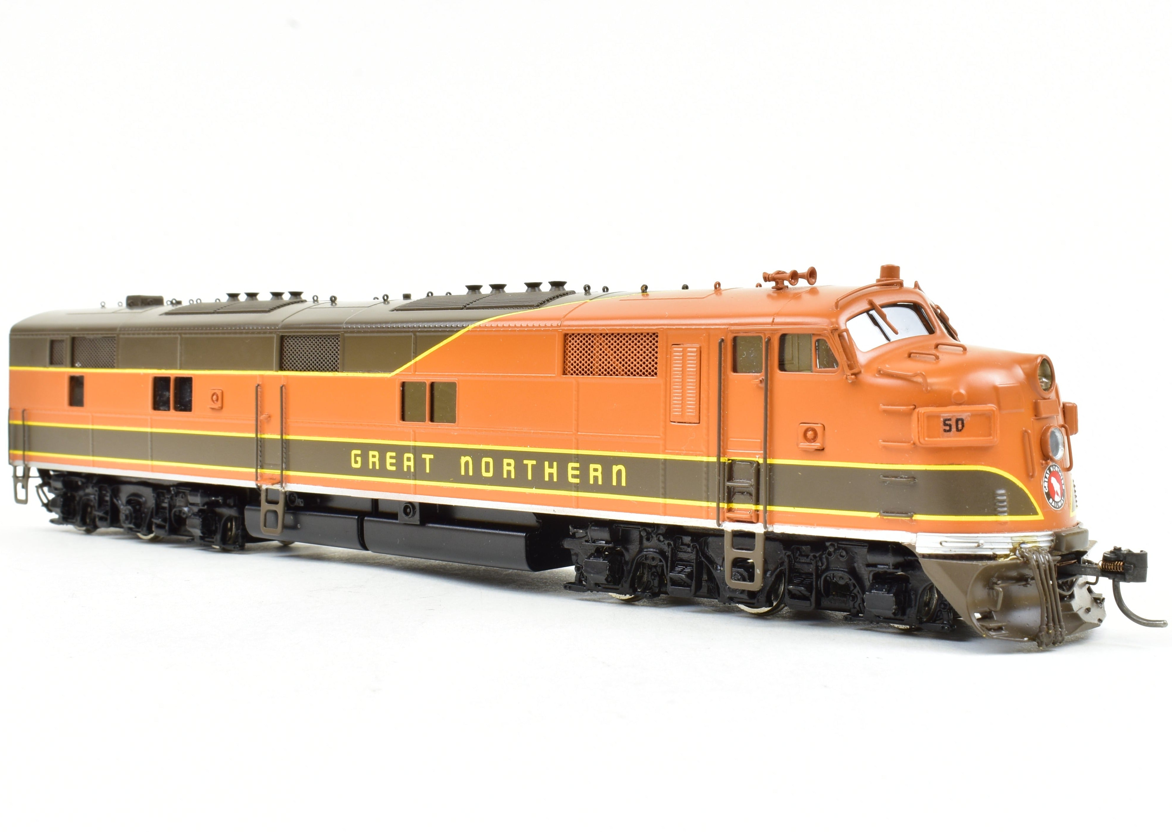 HO Scale Brass Model Train - Oriental Limited GN - Great Northern EMD E7A 2000 HP Standard Factory Painted Locomotive #504