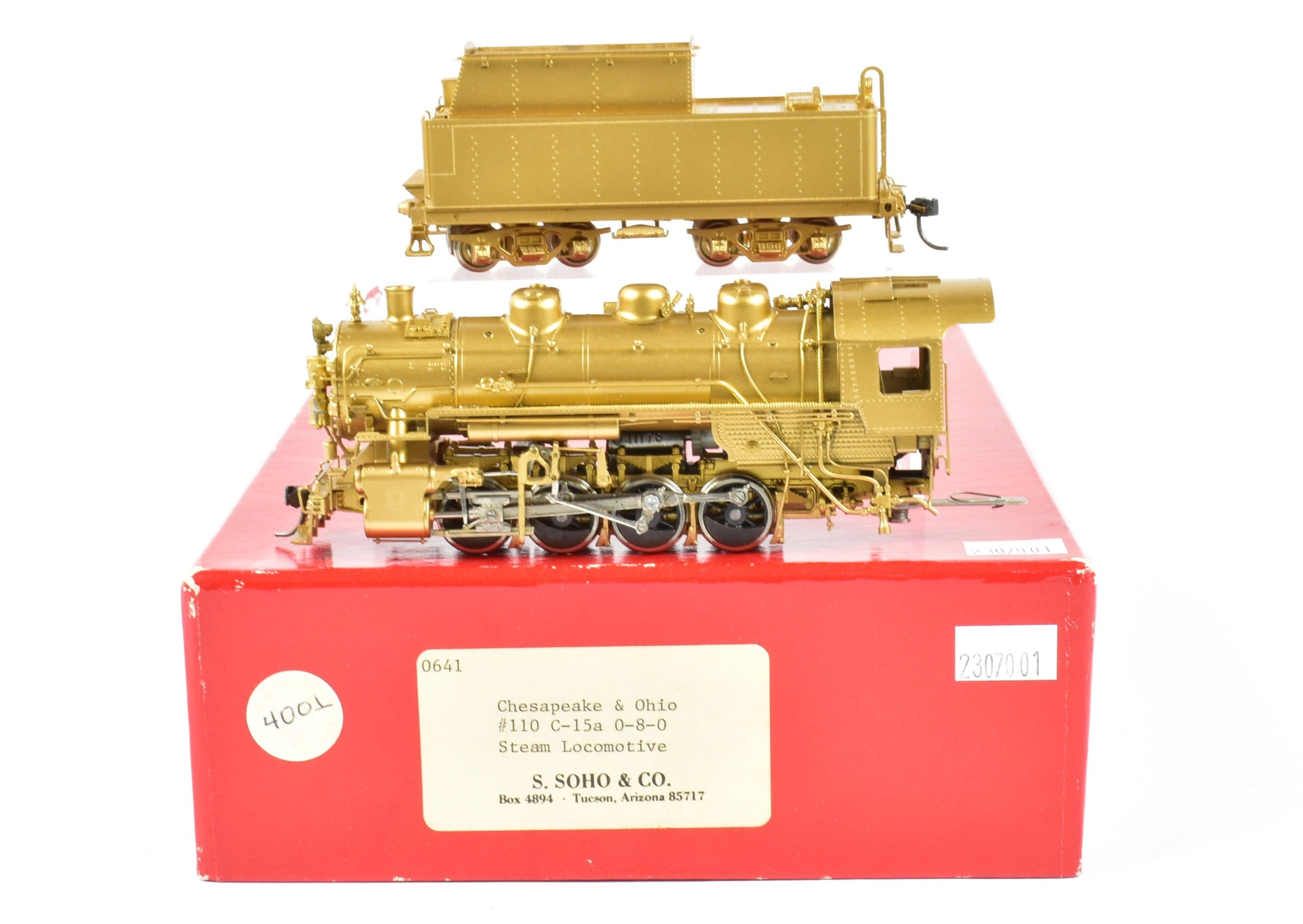 HO Scale Brass Steam Locomotive - S. Soho & Co. Chesapeake & Ohio #110 C-15a 0-8-0 Switcher Model