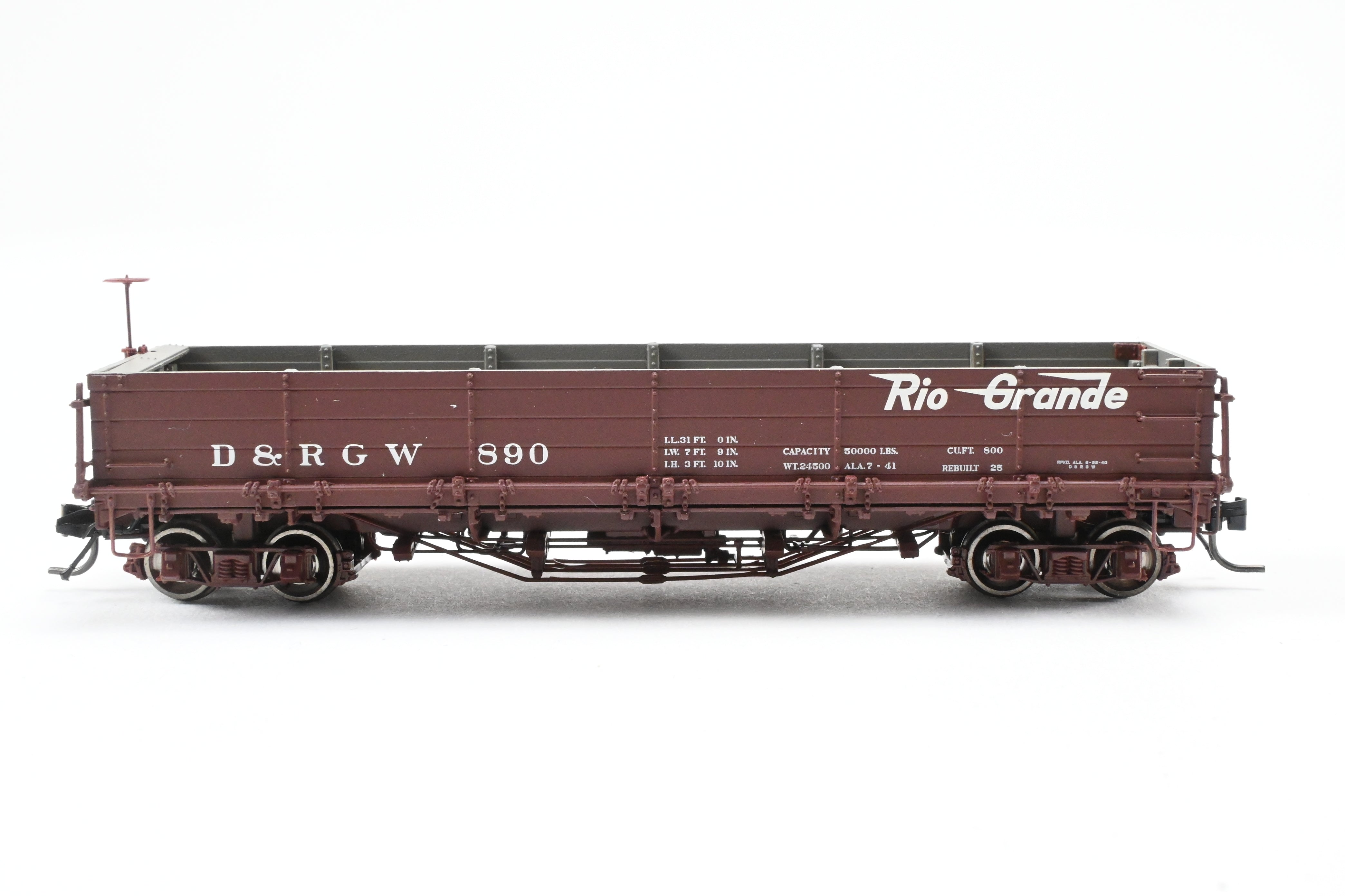 HOn3 Scale Blackstone Models D&RGW - Denver & Rio Grande Western Flying Grande No. 890 Drop Bottom Gondola Model Train