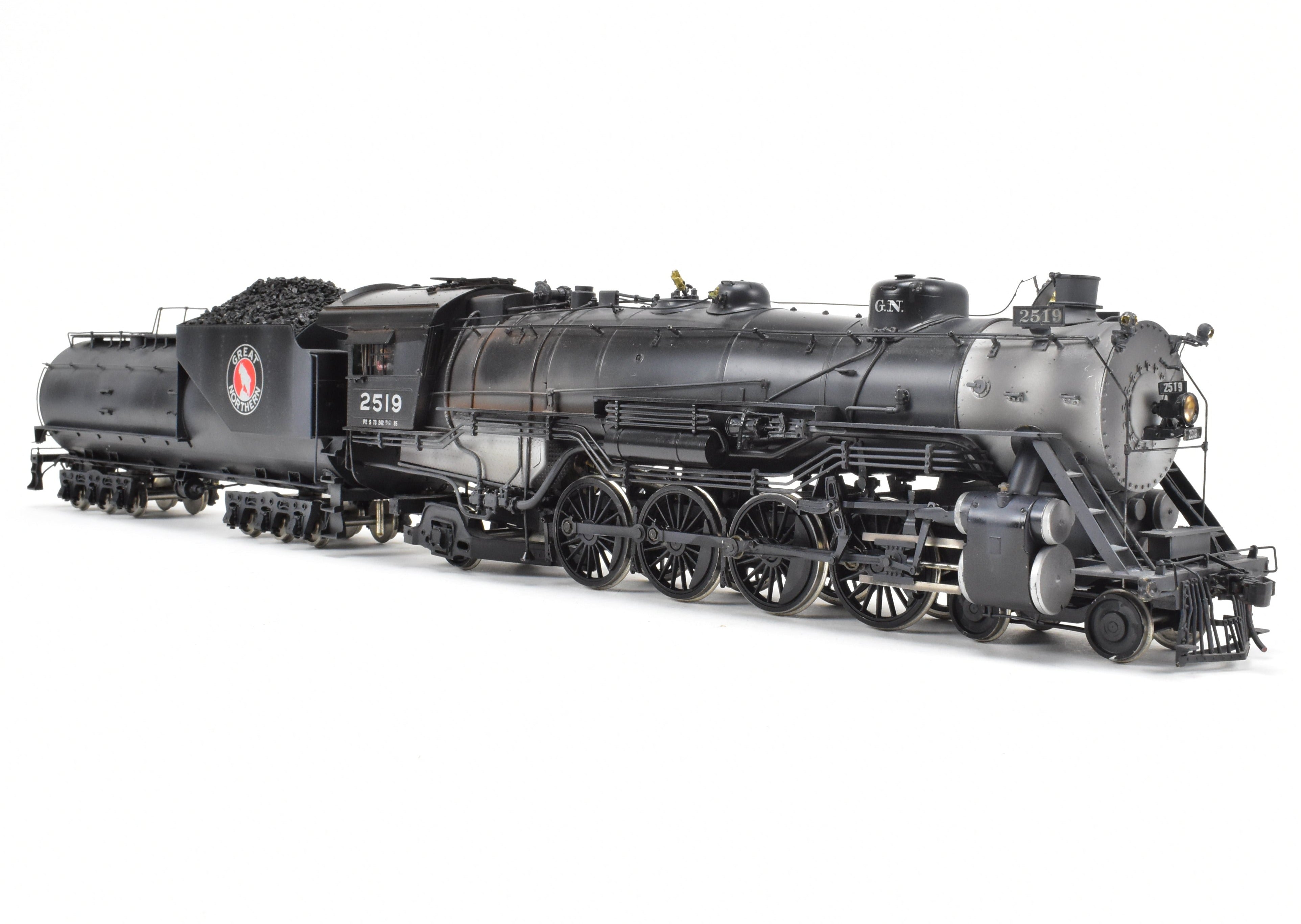 O Scale Brass Model Train - Pecos River Brass Great Northern Class P - 2 4 - 8 - 2 Mountain Steam Locomotive, Black, No. 2519