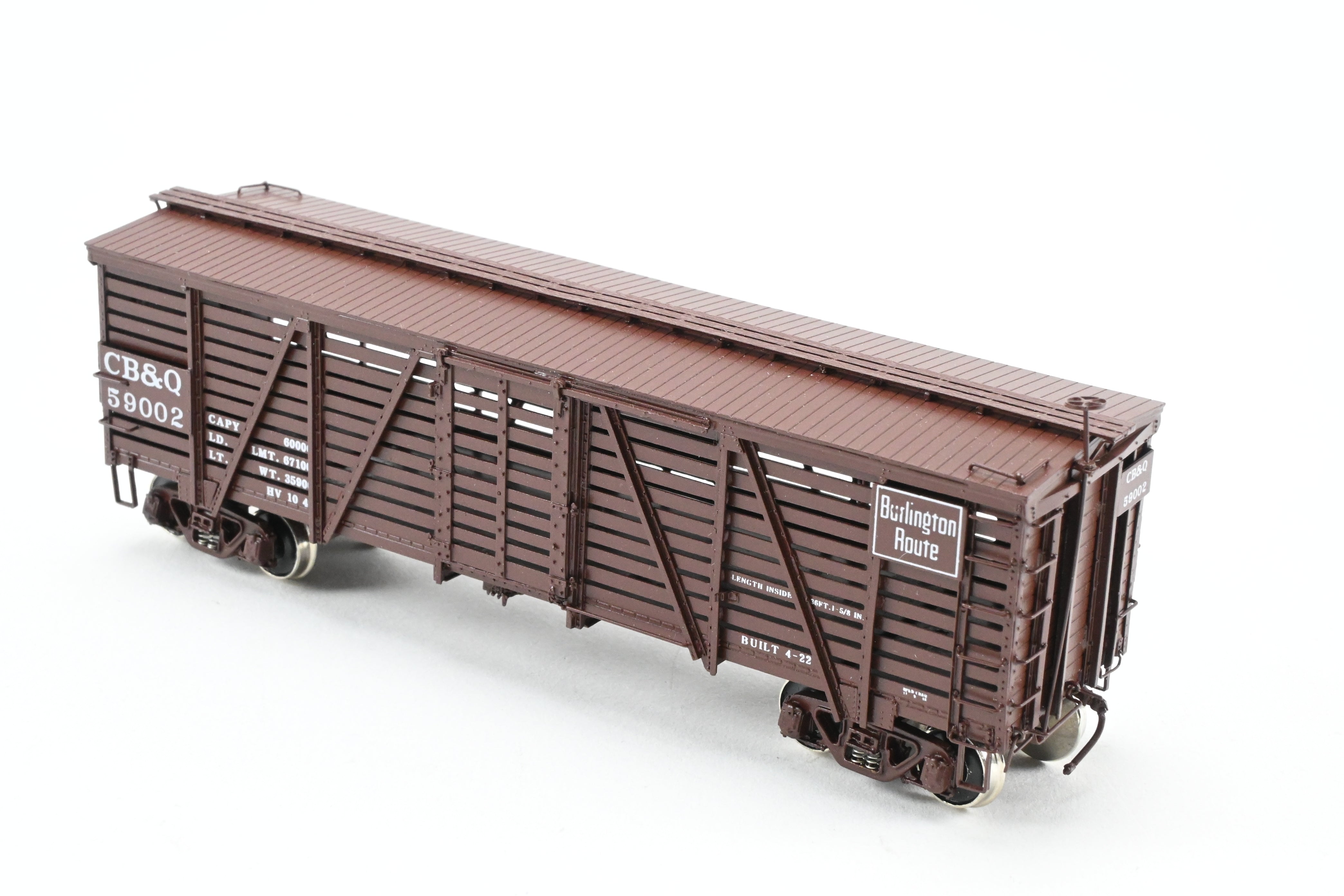 HO Scale Brass Challenger Imports CB&Q Burlington Route SM-16 36' Stock Car No. 59002
