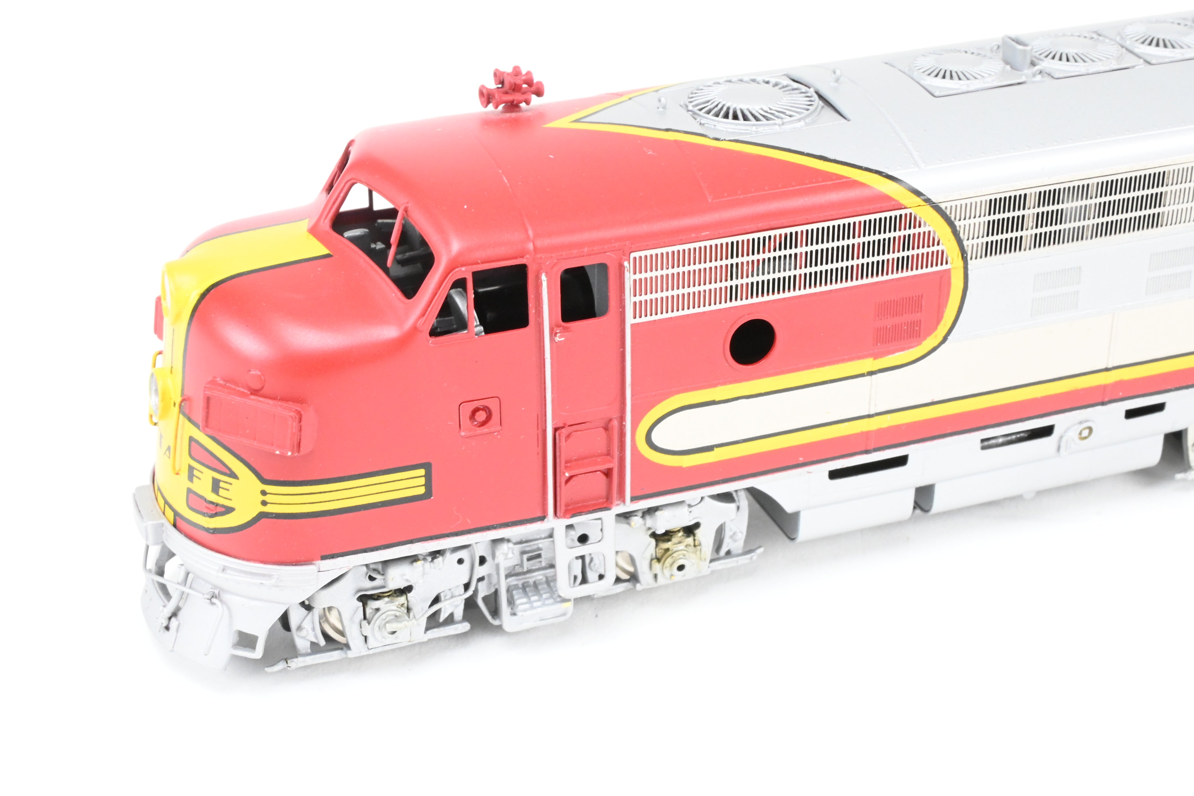 HO Scale Brass Model Train Oriental Limited ATSF - Santa Fe EMD F7 Phase II 1500 HP A/B/B/A Set with Factory Plated and Painted Finish