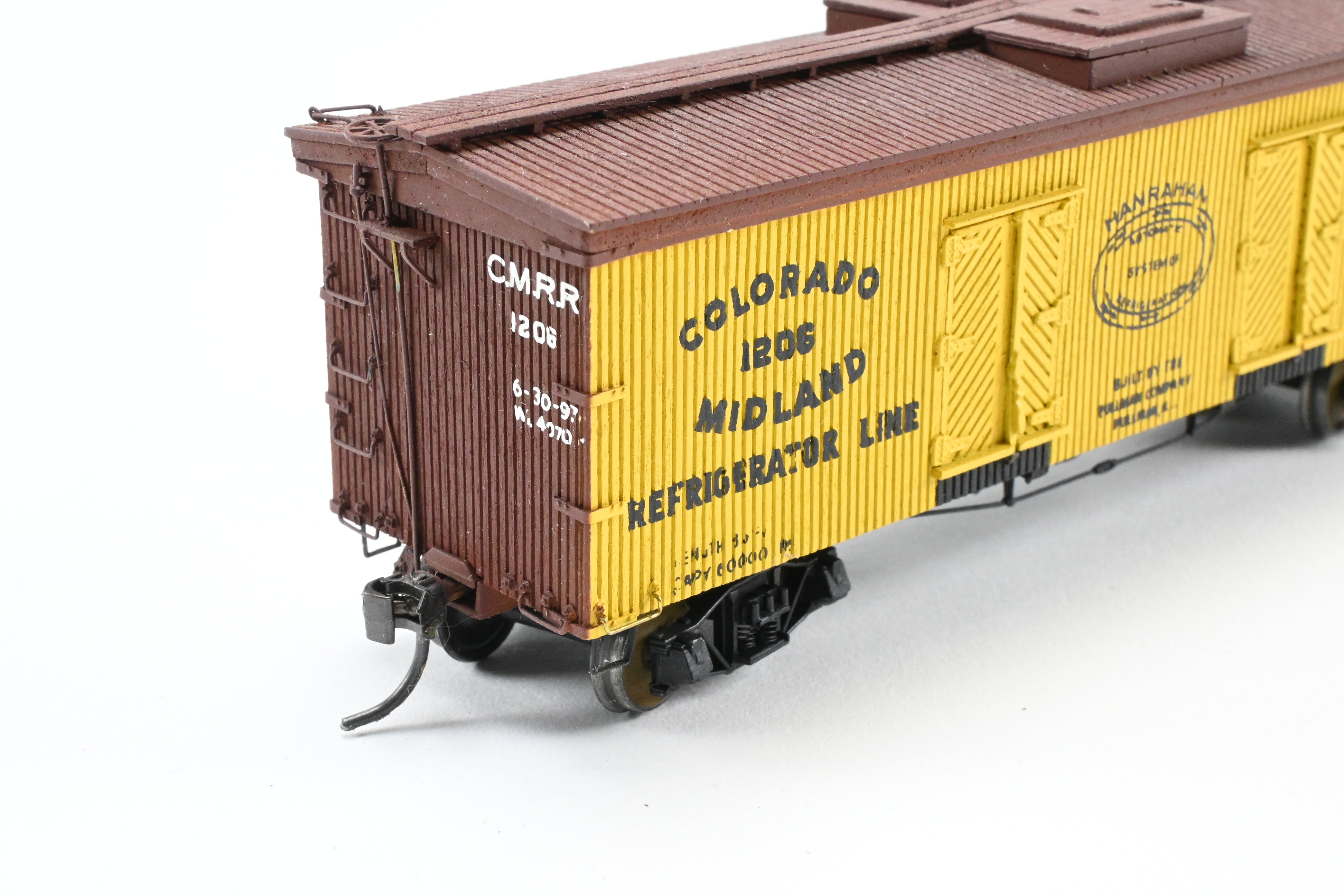 HO Scale La Belle Woodworking Colorado Midland 36-Foot Wood-Sided Refrigerator Car Model - Fully Assembled and Professionally Painted