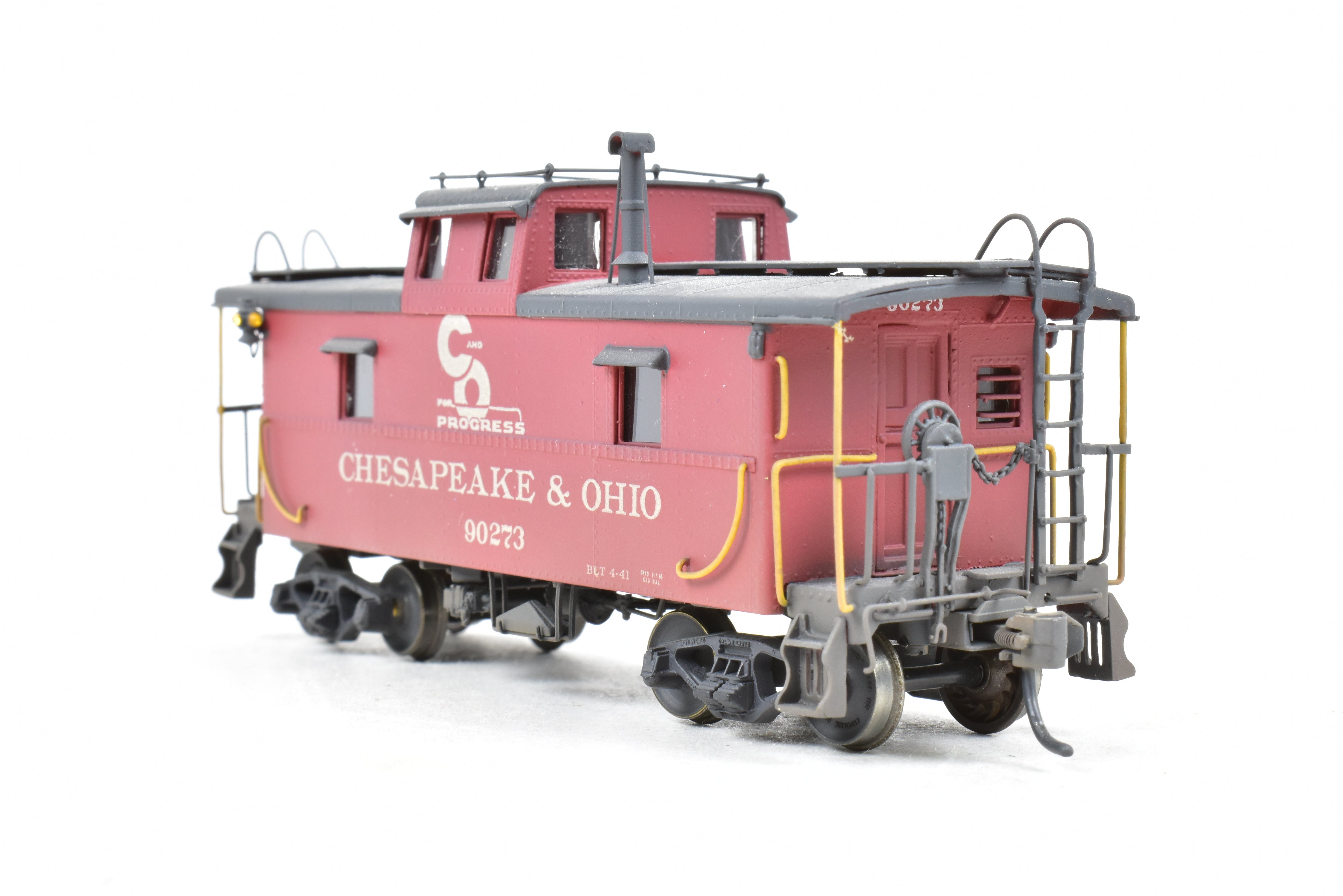 HO Scale Brass OMI - Overland Models, Inc. Chesapeake & Ohio (C&O) Steel Caboose from #90200 - 90299 Series, Custom - Painted and Weathered No. 90273 Model Train Collectible