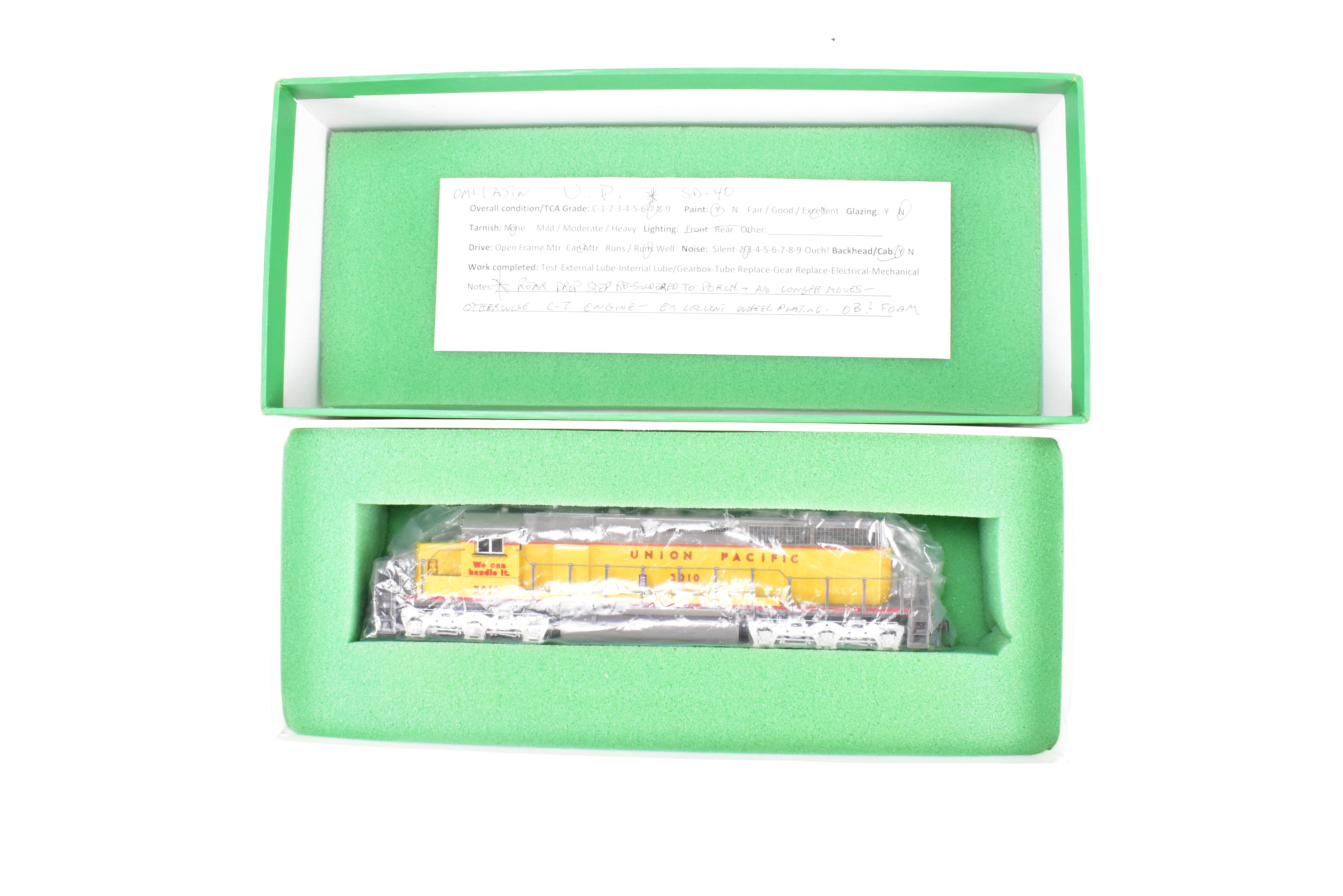 HO Scale Brass Model Train - Overland Models Inc. Union Pacific EMD SD40 Low Hood Custom Painted Locomotive No. 3010