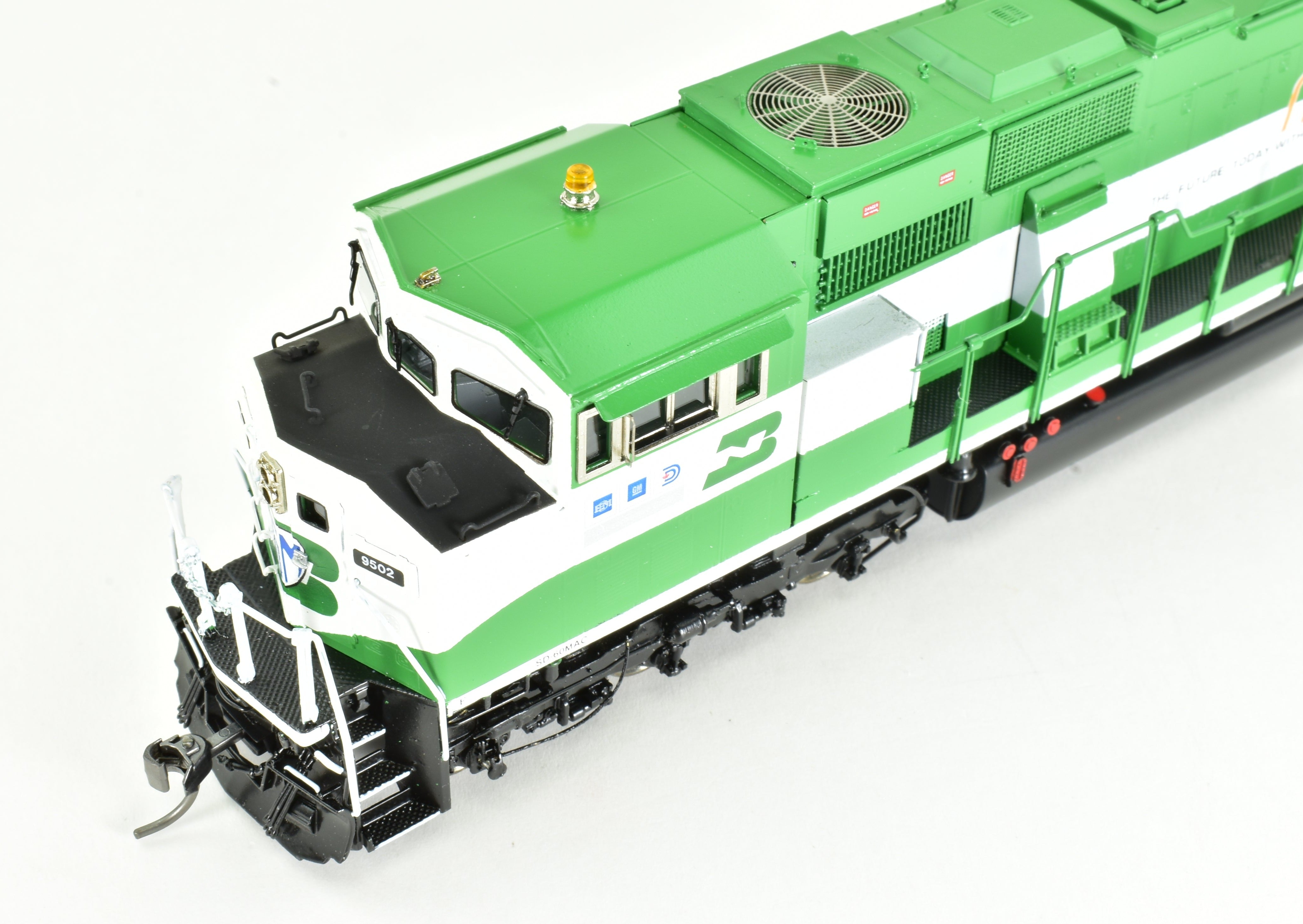 HO Scale Brass BN SD60MAC FP No. 9502 by Overland Models with HTCR Trucks