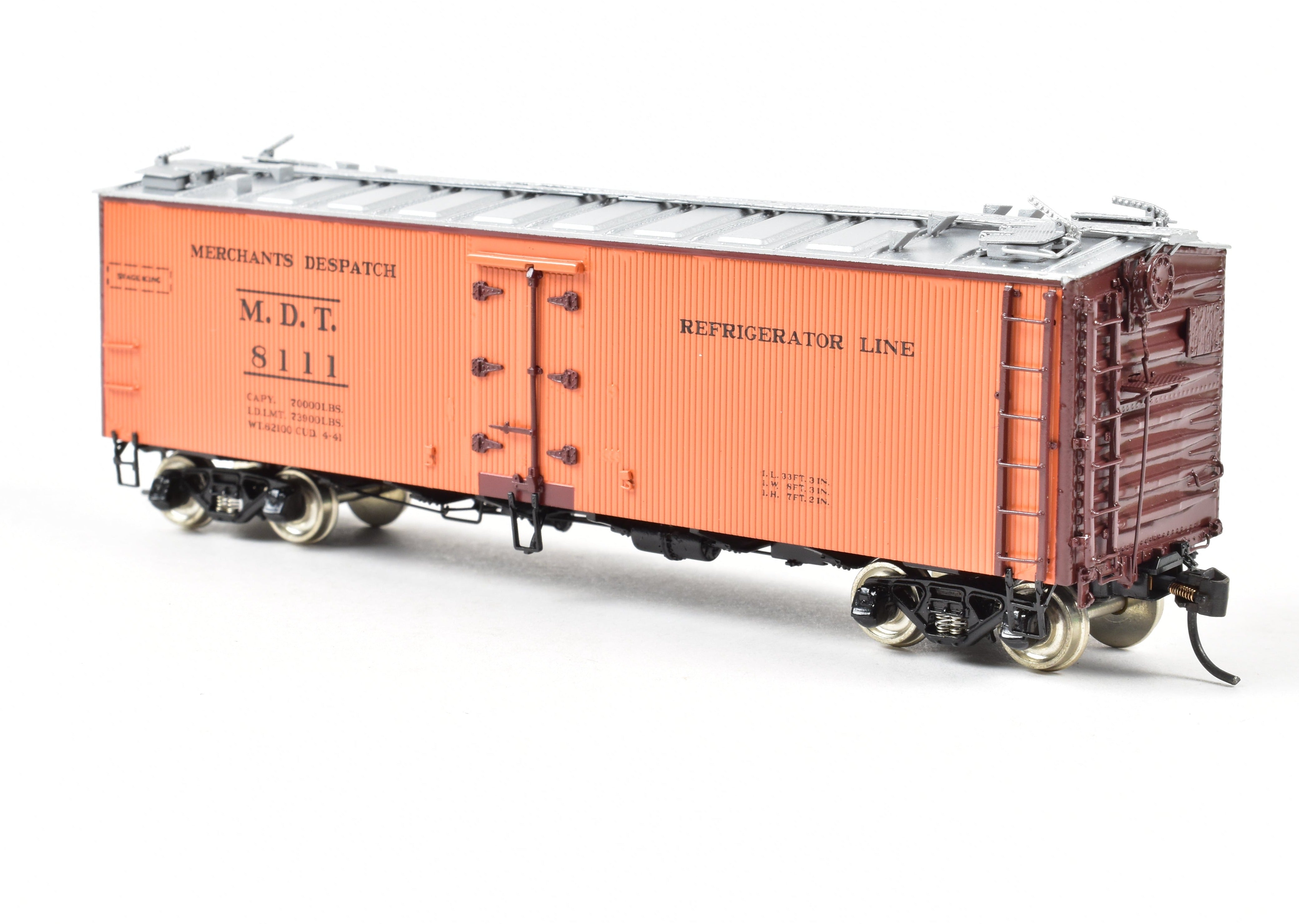 HO Scale Brass Merchants Despatch Composite Refrigerator Car Model by Overland Models, Inc. (OMI) with Various Road Designs and Part Number OMI - 3249.1