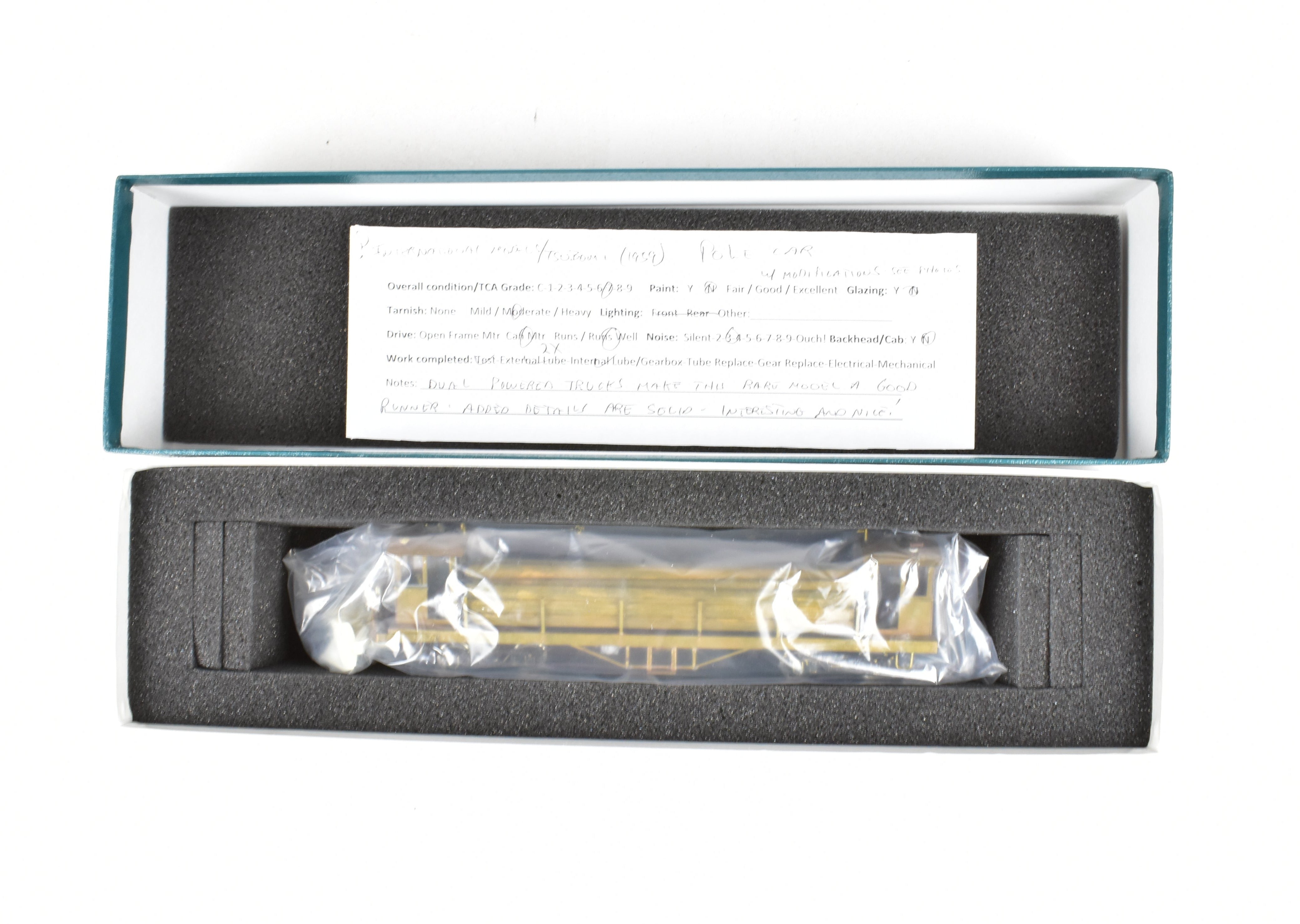 Custom - Built HO Scale Brass Traction Line Pole Car with Load from an Unknown Japanese Importer