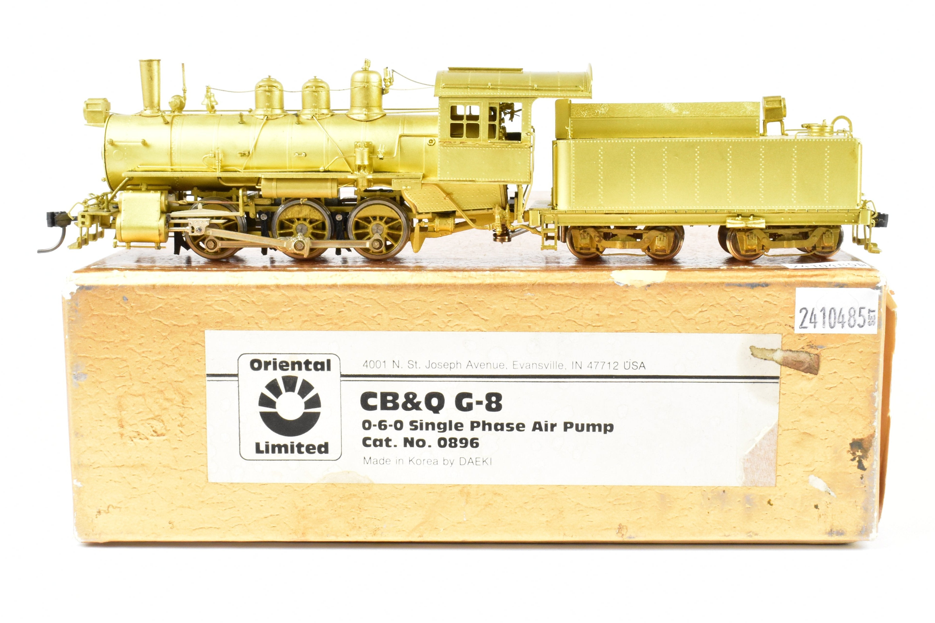 HO Brass Oriental Limited CB&Q Burlington Route G-8 0-6-0 Single-Phase Air Pump Model