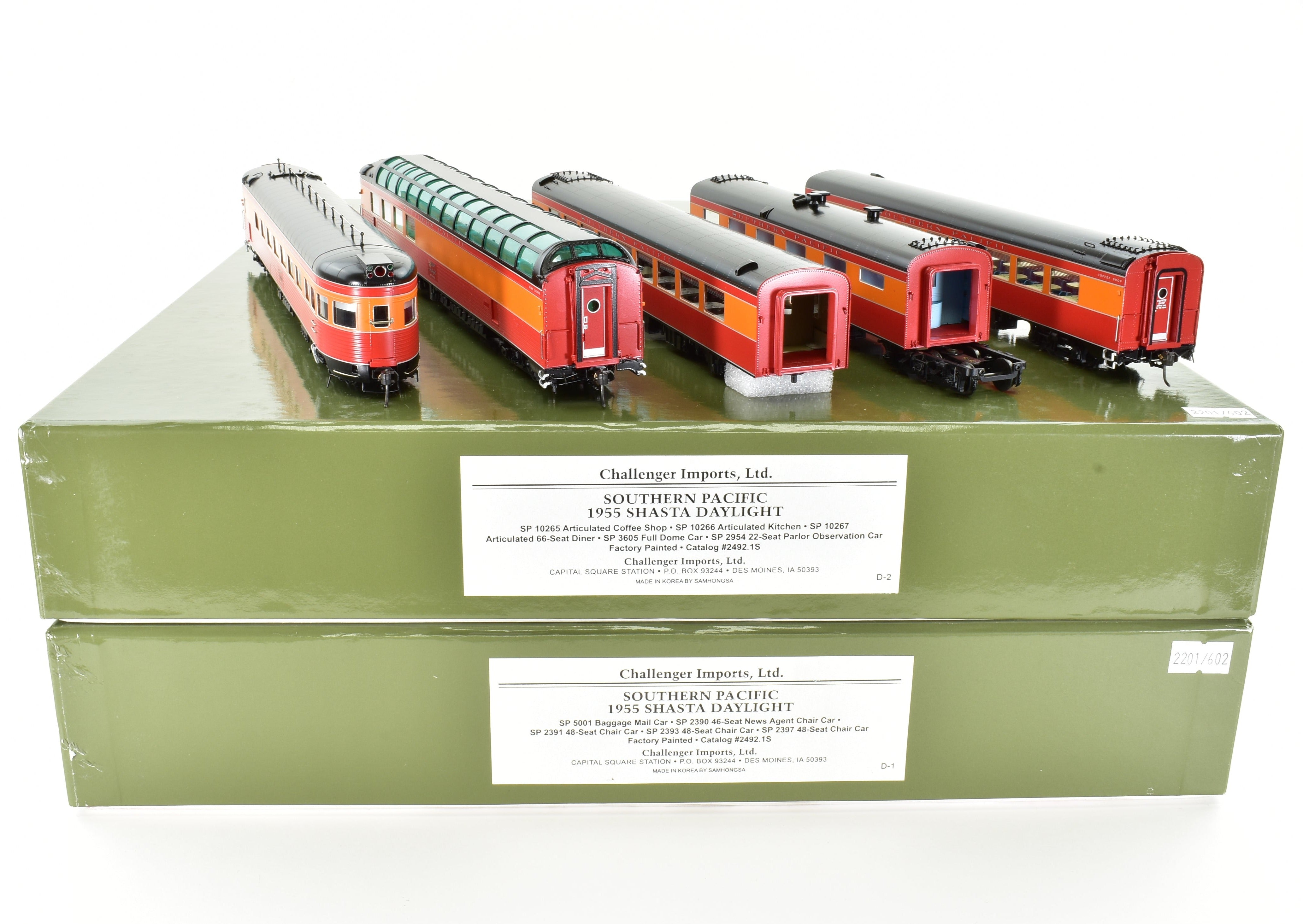 HO Scale Brass Model Train Consignment Set - Challenger Imports SP - Southern Pacific 1955 Shasta Daylight 10 - Car Train Set with FP