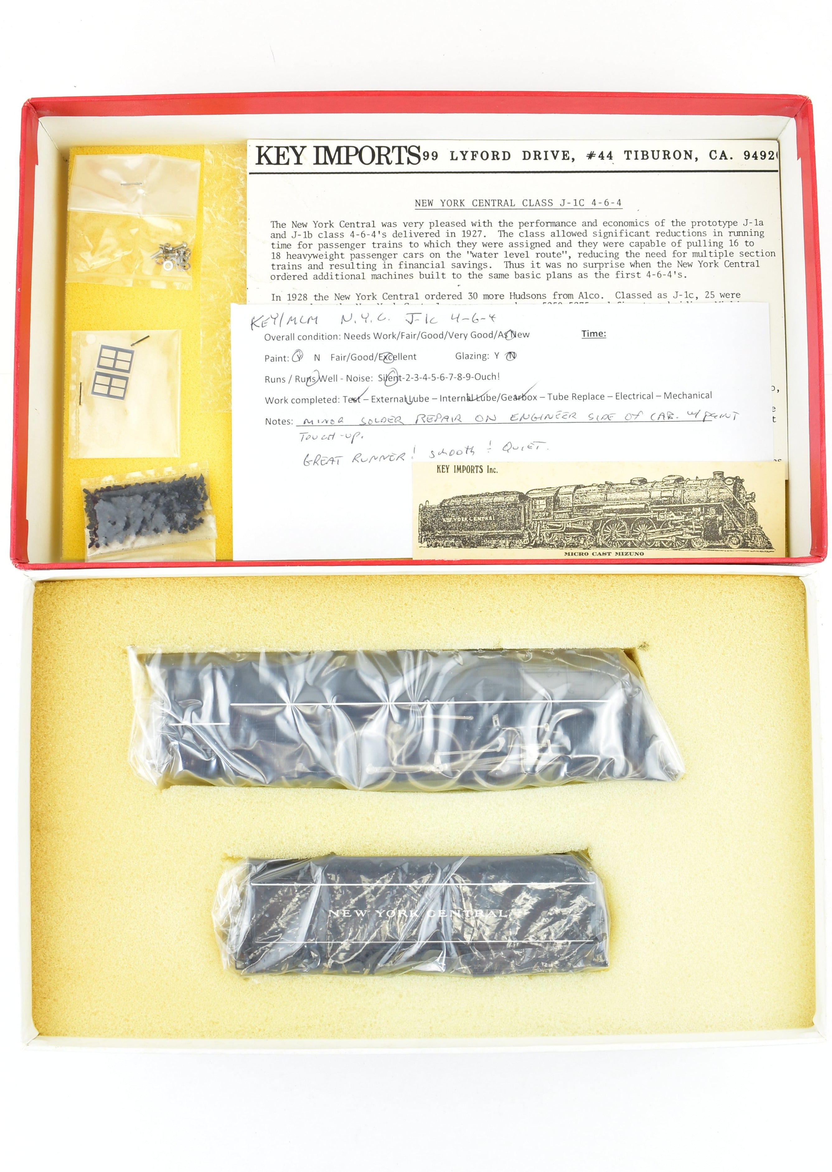 HO Brass Key Imports NYC - New York Central J-1c 4-6-4 Hudson FP, 1984 Model