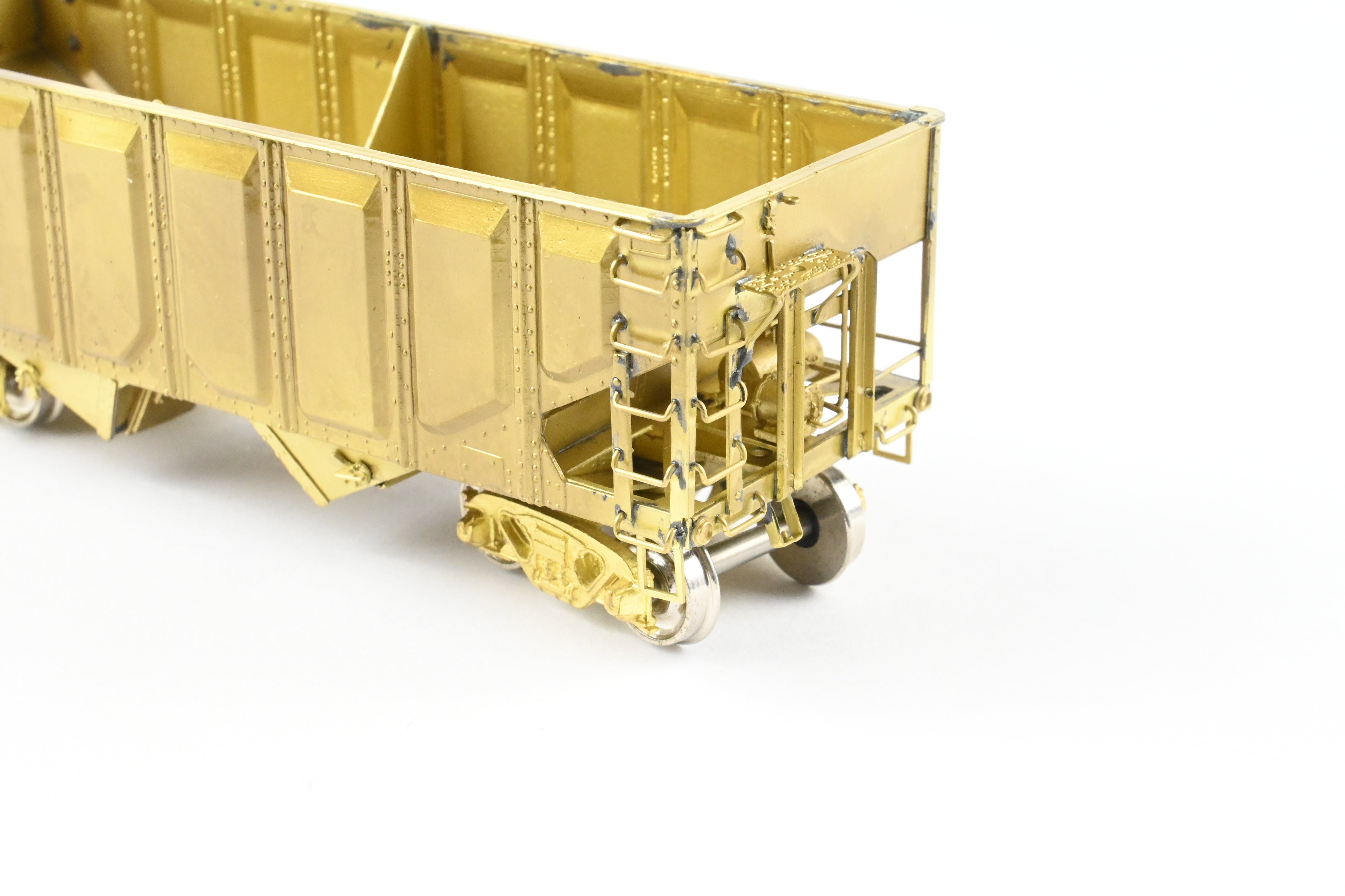 HO Scale Brass Model Train - OMI (Overland Models, Inc.) USRA (United States Railway Administration) 2-Bay Hopper Car with Pressed Sides for Various Roads in the United States