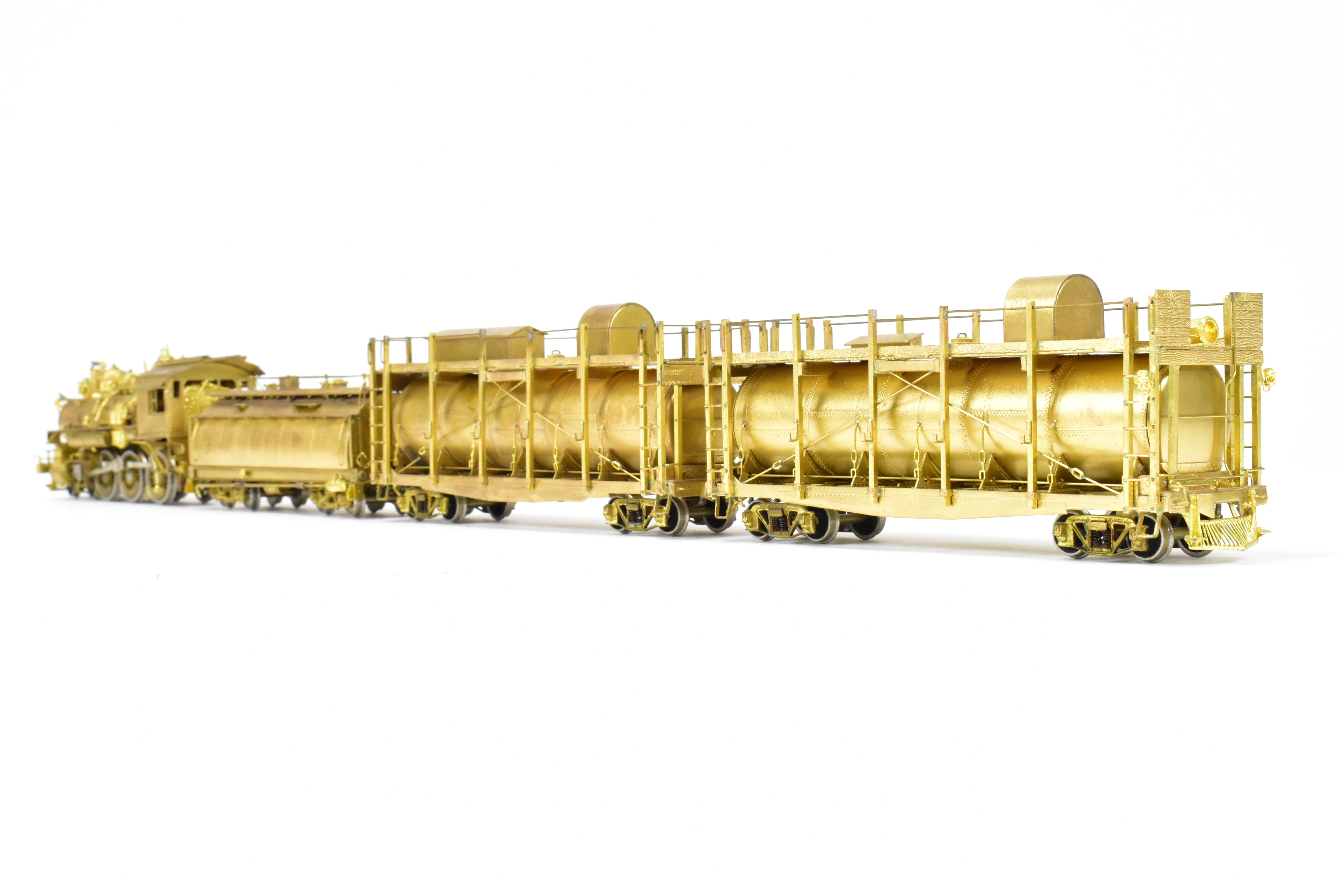 1977 HO Brass Southern Pacific Fire Train Set T-1 4-6-0 with Two Tank Cars, Missing 2 Ladders