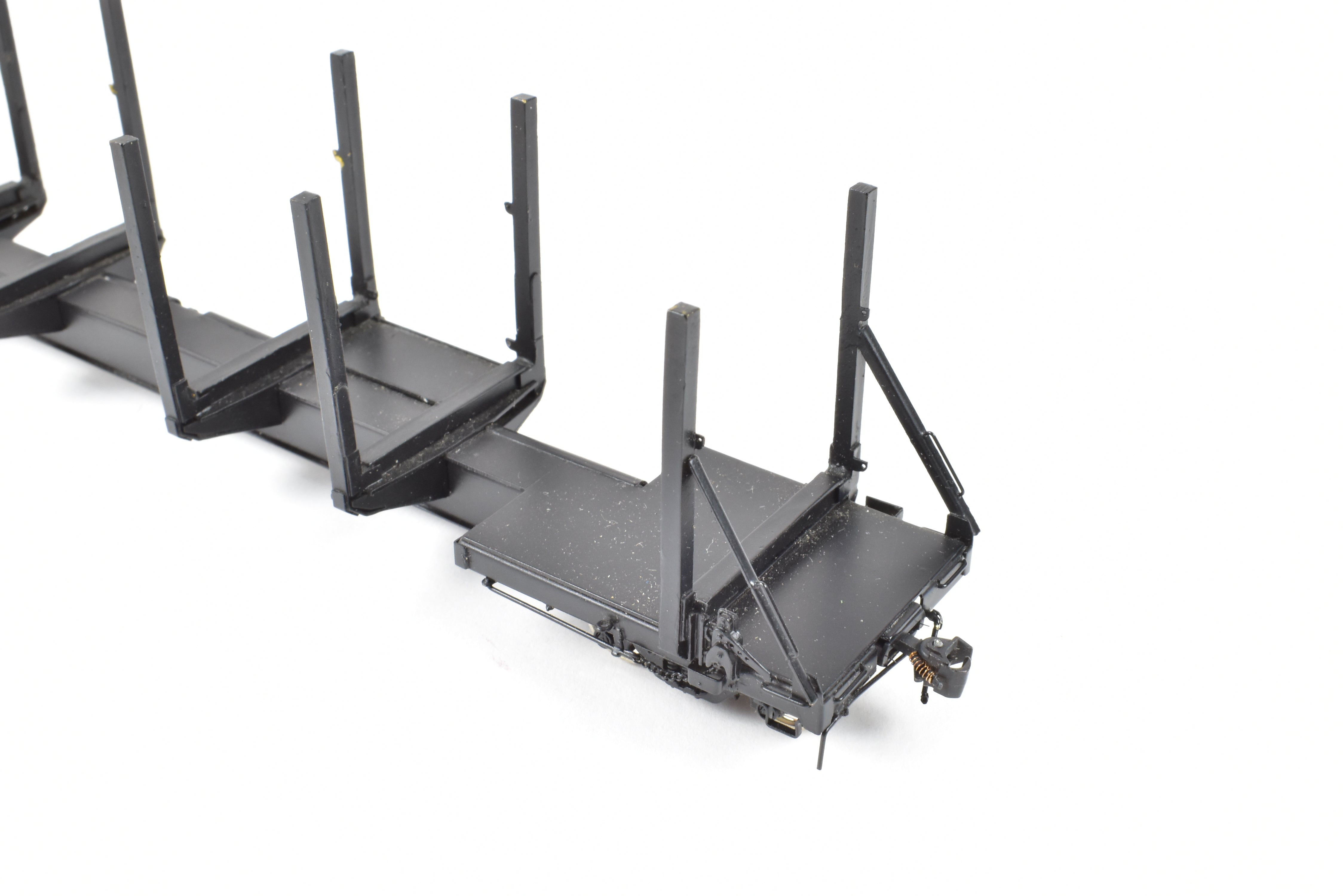 HO Scale Brass Precision Scale Co. 100-Ton Log Car FP in Black - A Variety of Road Models