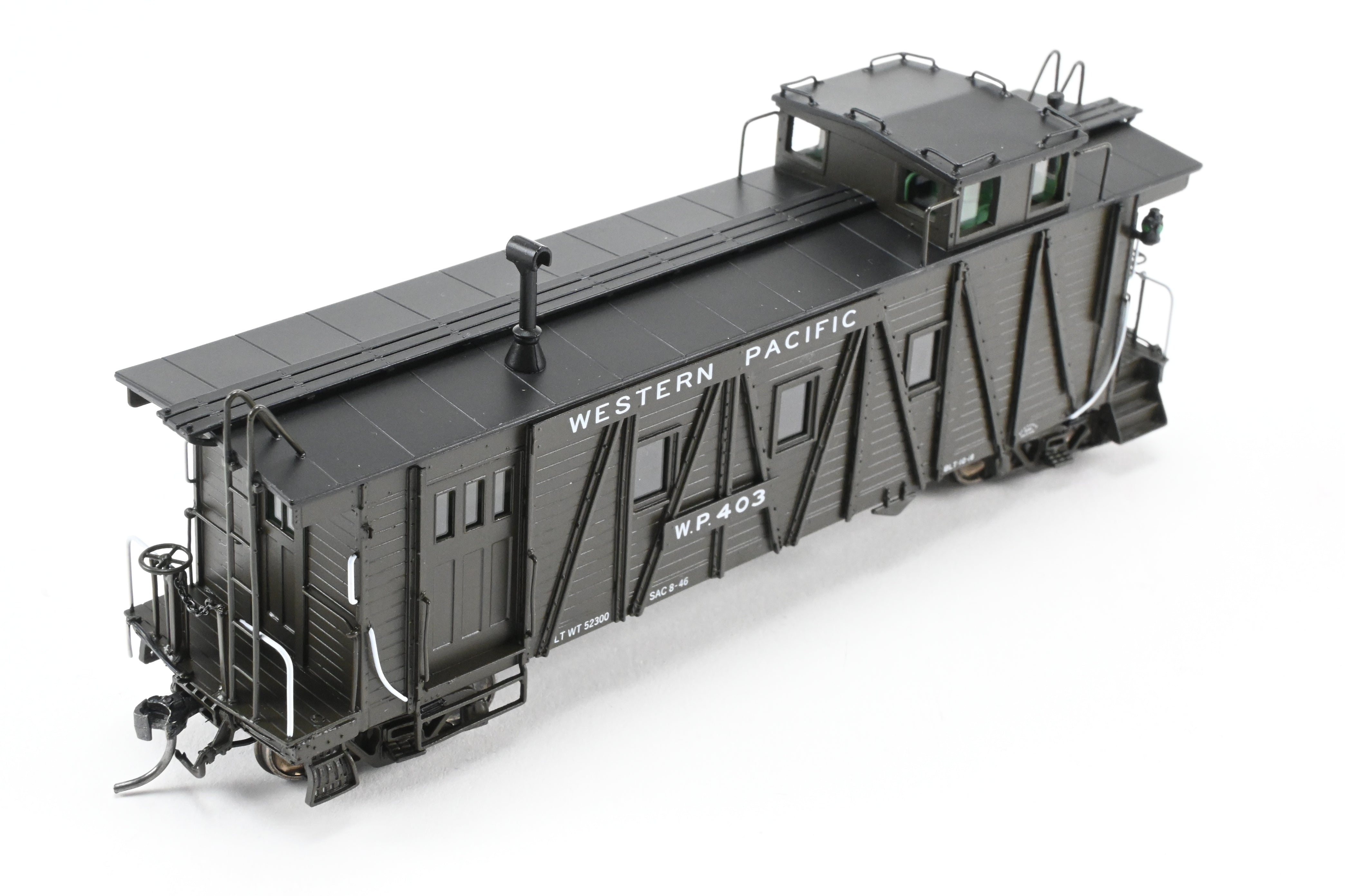HO NEW Brass North Bank Line WP Western Pacific #403 Pullman Green Caboose with Side Door