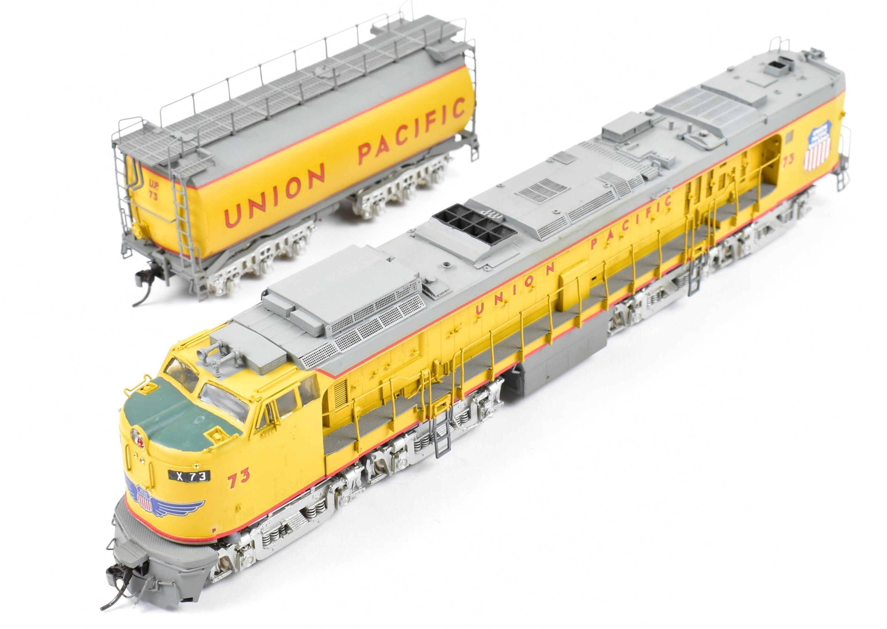HO Brass OMI UP Union Pacific Veranda Turbine Round Tender #73 Custom Painted