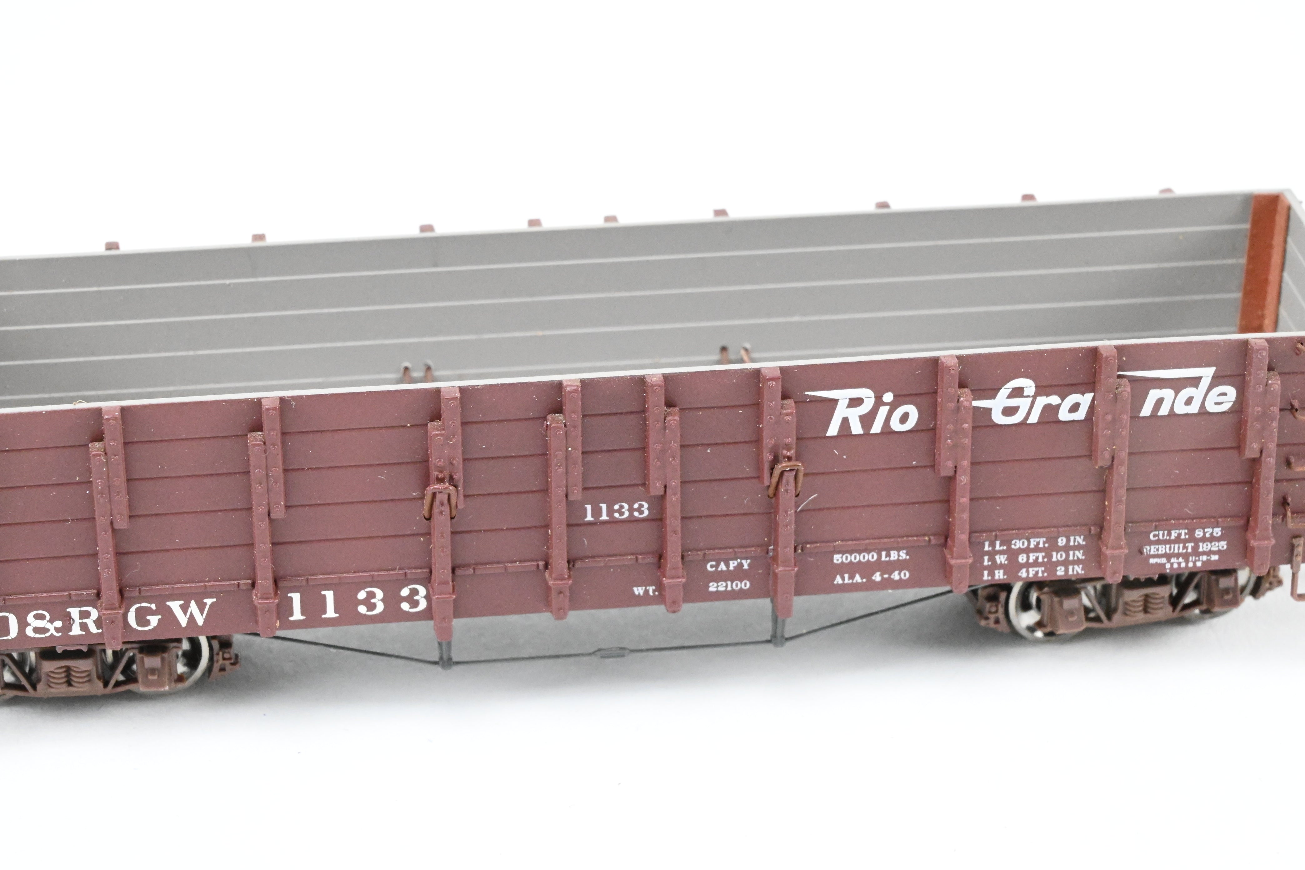 HOn3 Blackstone Models D&RGW Brown High Side Gondola No. 1133 with Flying Grande Herald