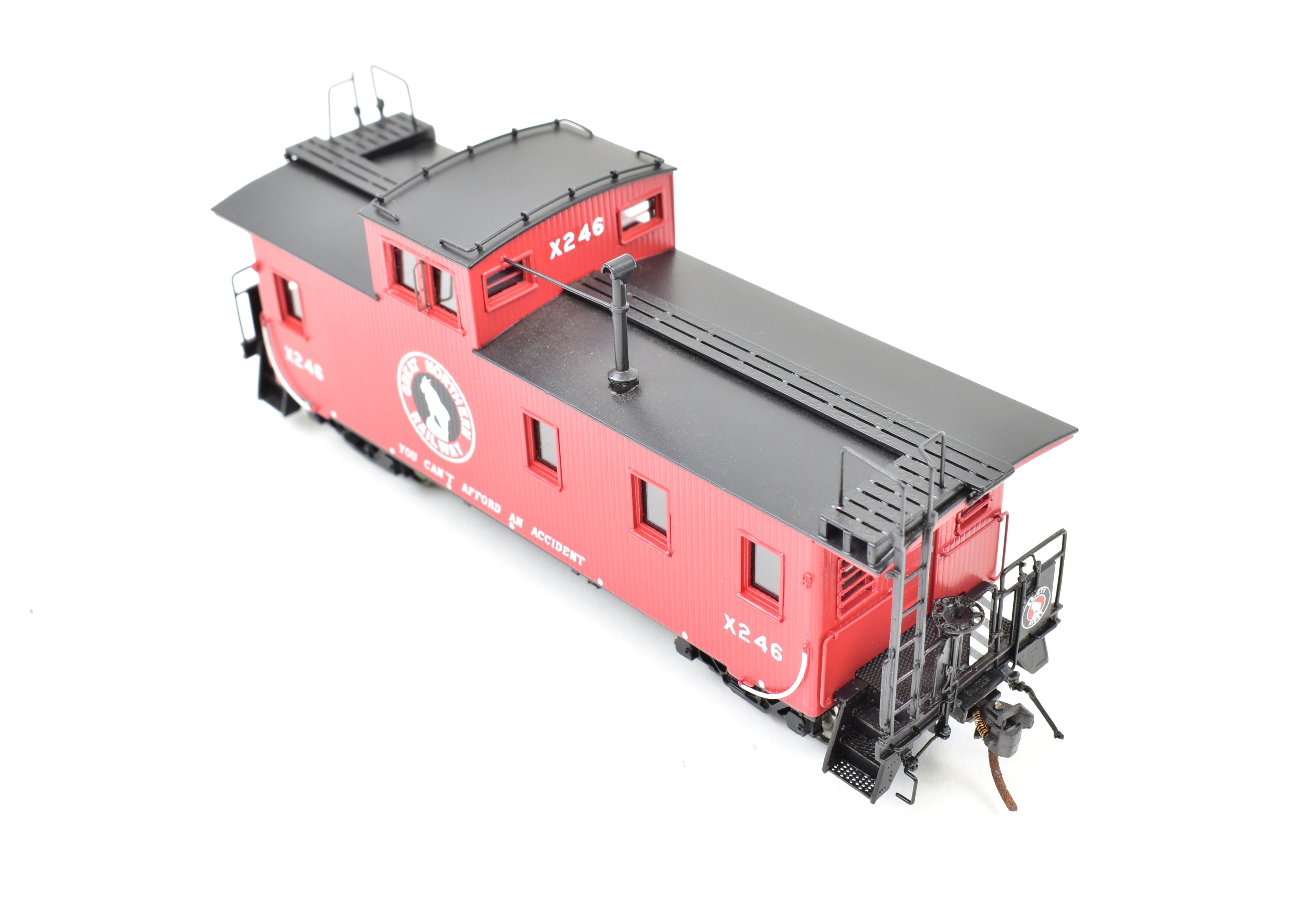 HO Scale Brass Model Train Caboose by Overland Models, Inc. (OMI) - Great Northern 30-Foot Wood Caboose, Factory Painted with Road Number X246