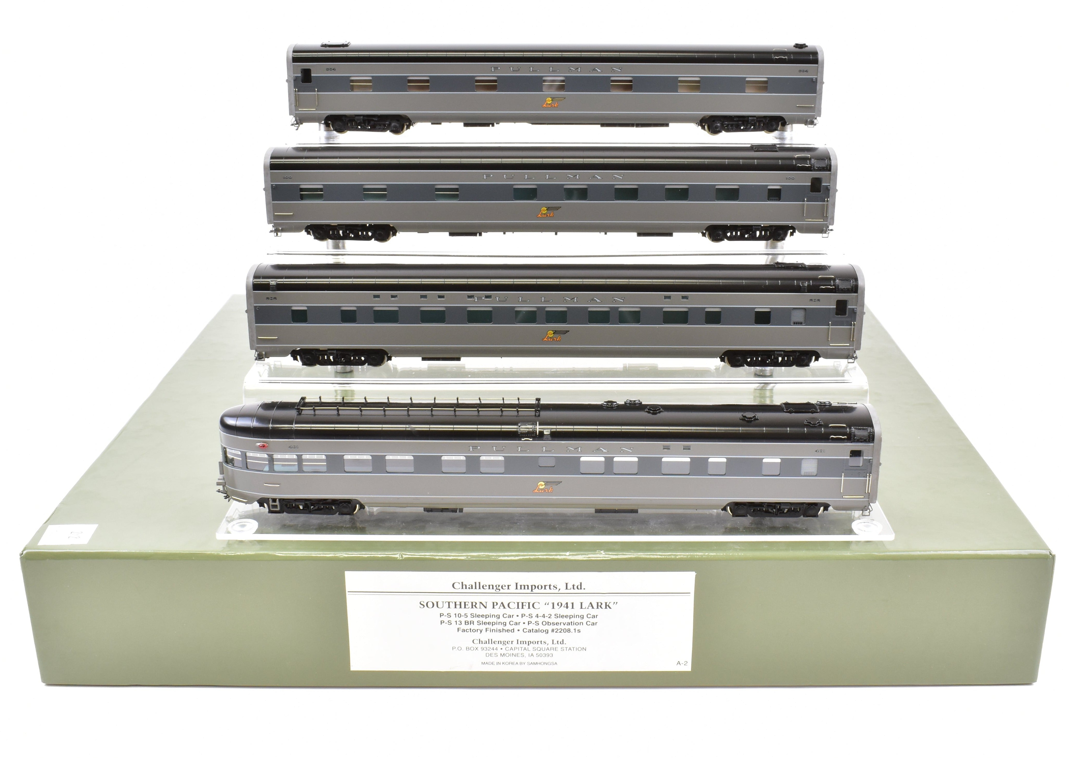 HO Scale Brass Model Train Set - Challenger Imports SP Southern Pacific 1941 Lark 9 - Car Collection Featuring Various Car Types