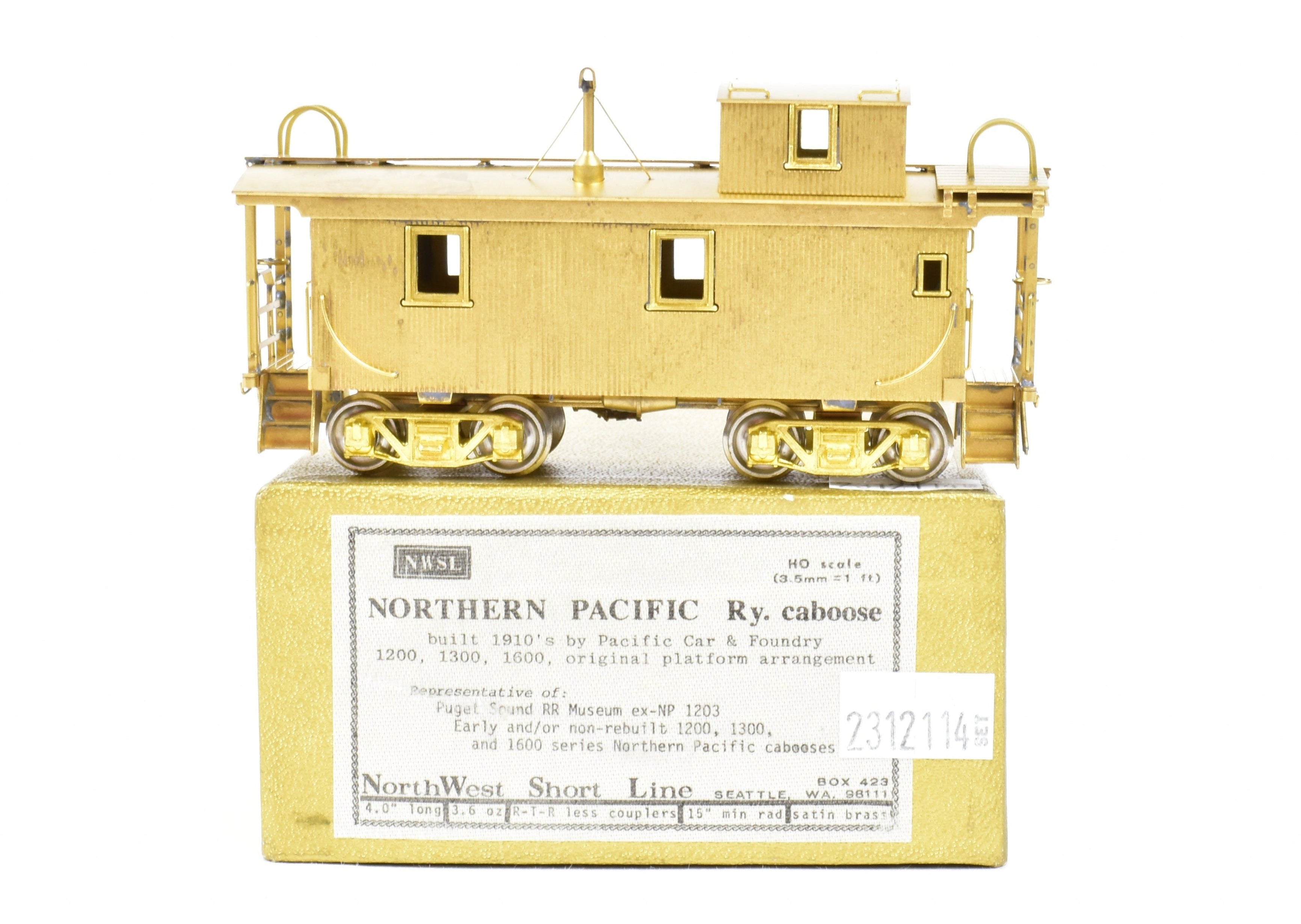 HO Scale Brass Model Northwest Short Line (NWSL) and Northern Pacific (NP) Wood Caboose for Model Train Enthusiasts