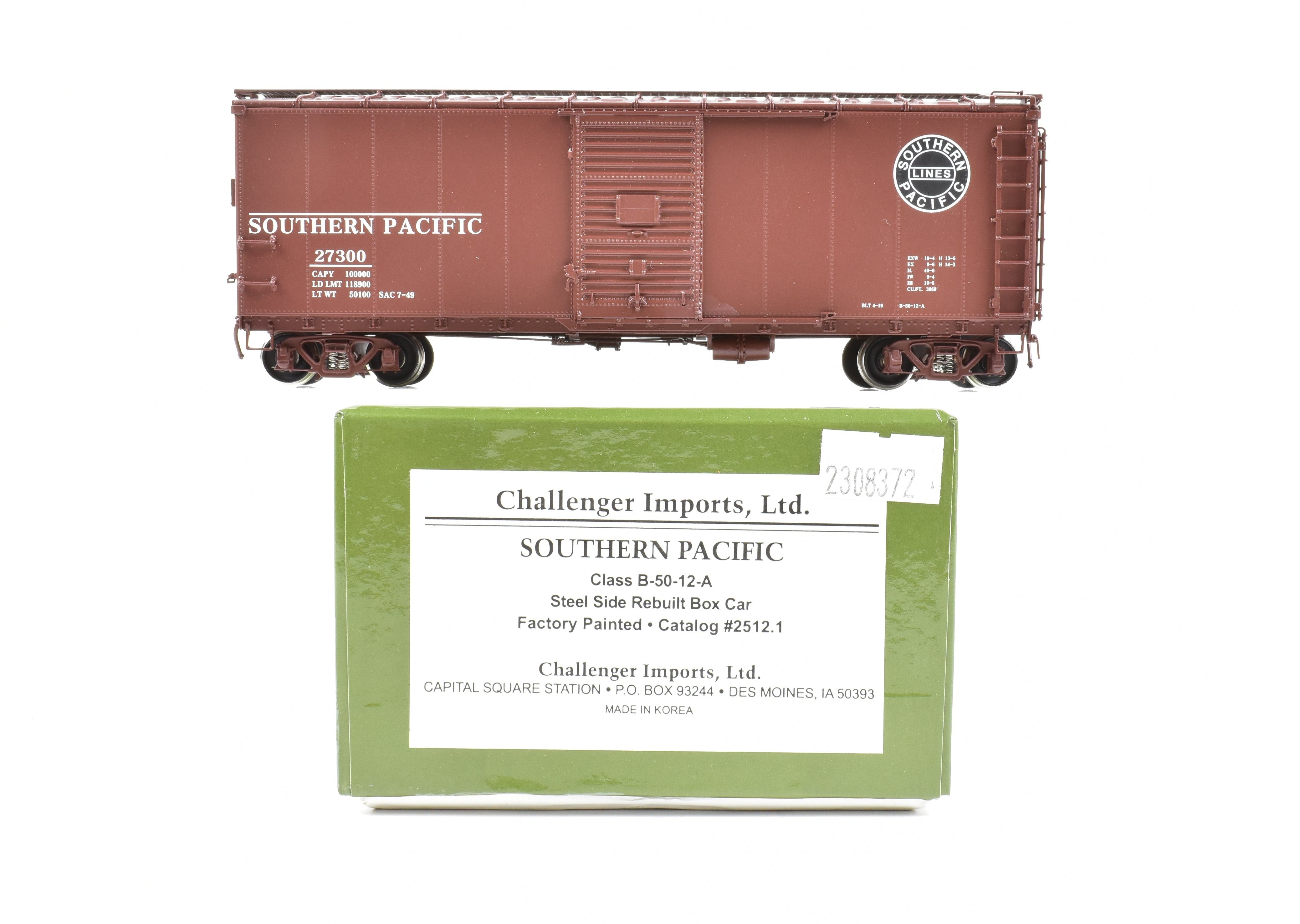 High - Quality HO Scale Brass CIL - Challenger Imports Southern Pacific Class B - 50 - 12 - A Rebuilt Steel - Sided Box Car with Factory Painting
