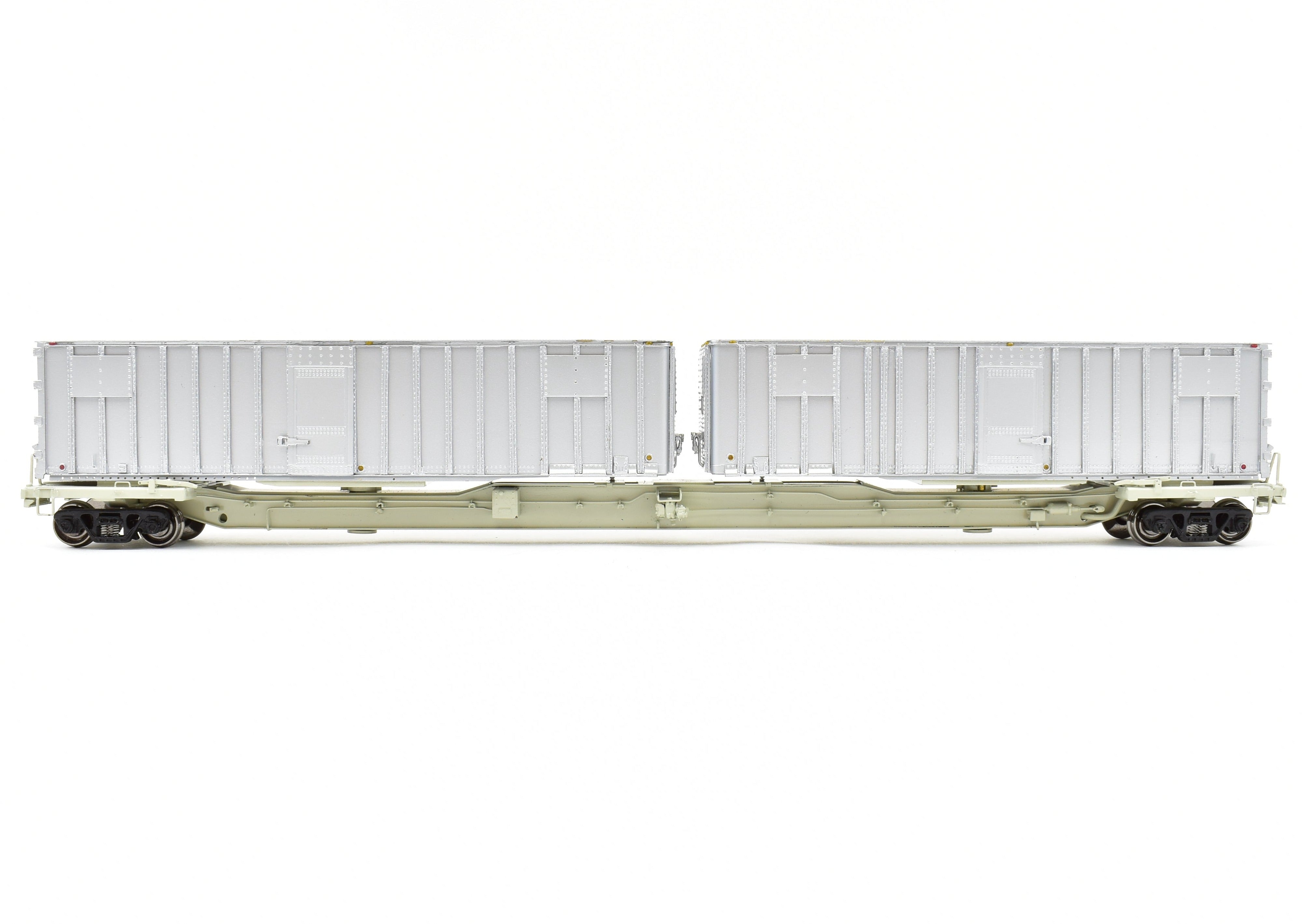 HO Scale Brass NYC - New York Central Flexi - Van Mk II 80' Flat Car with Trailers from Overland Models, Inc. (FP)