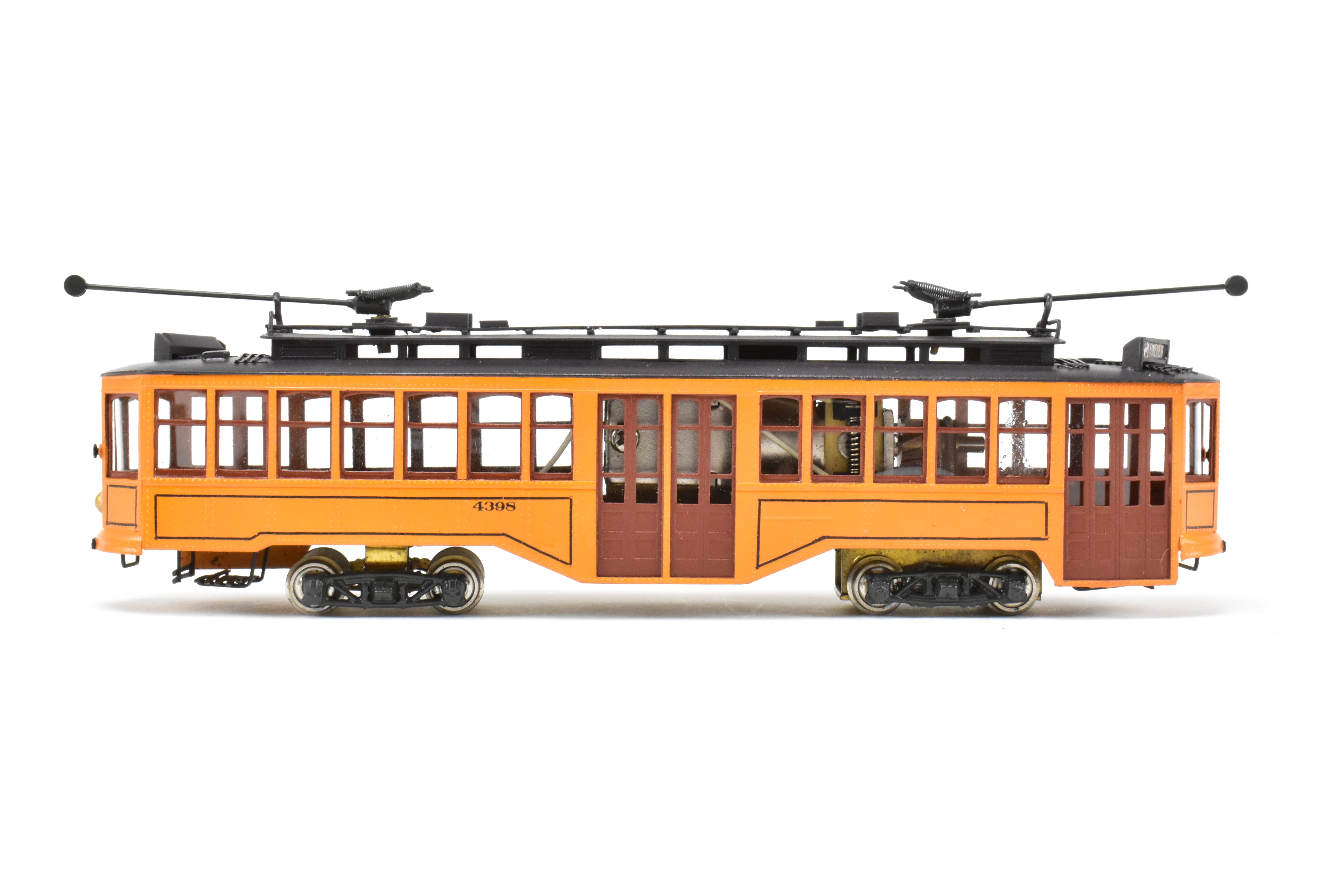 HO Scale Brass Custom-Painted Double-Ended Pittsburgh Railway Co. Jones Trolley Car #4398