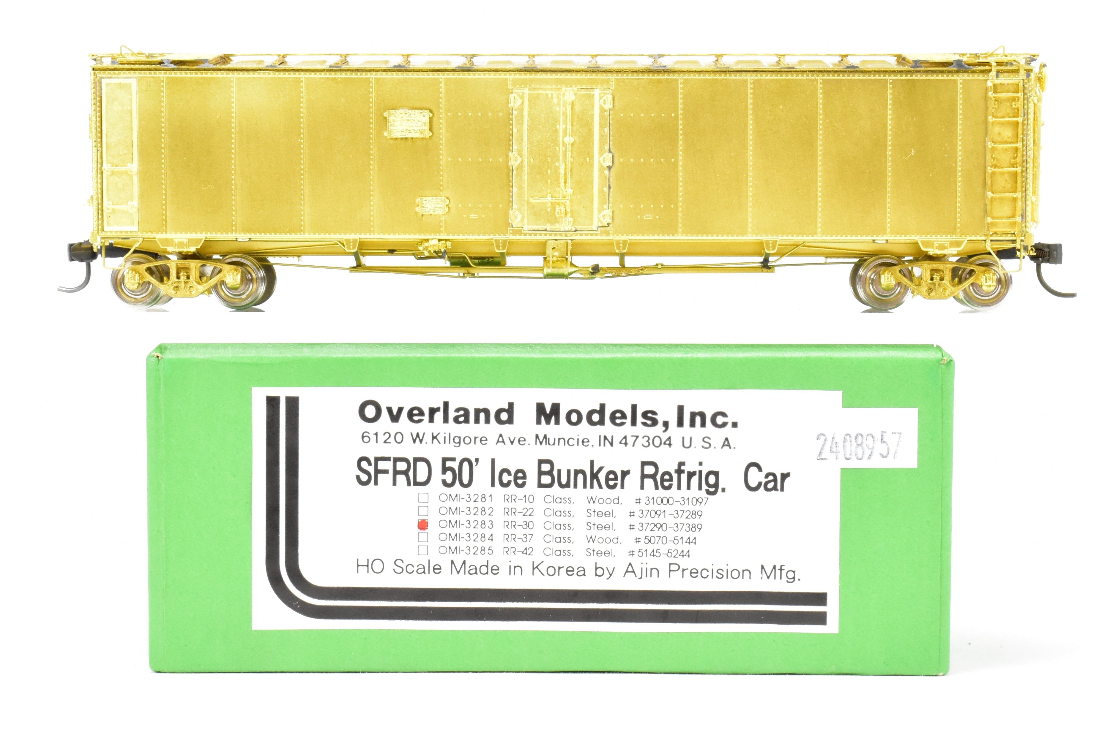 HO Brass OMI ATSF - Santa Fe SFRD 50' Ice Bunker Steel Refrigerator Car, Excellent Condition