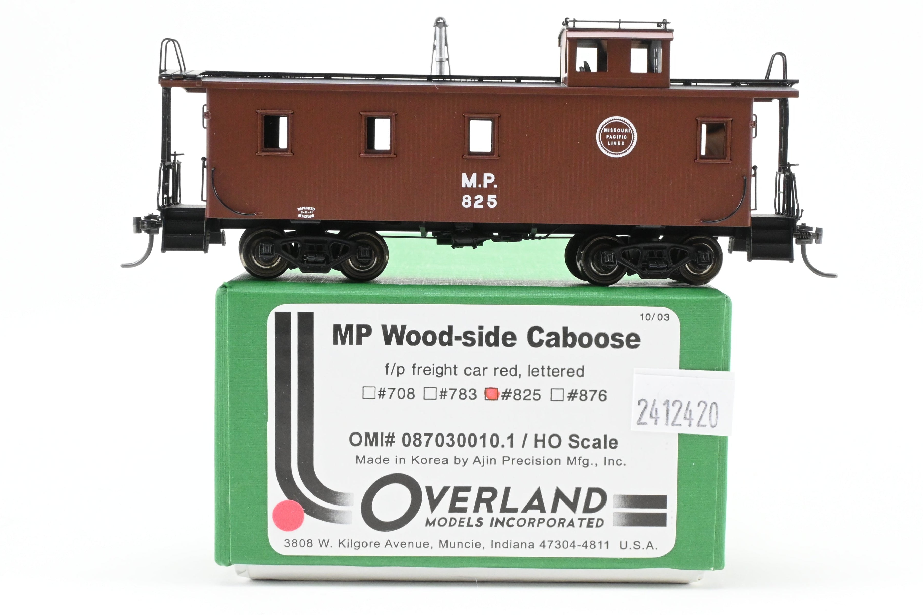 HO Scale Brass Missouri Pacific Wood - Side Caboose F/P #825 by OMI (Overland Models, Inc.)