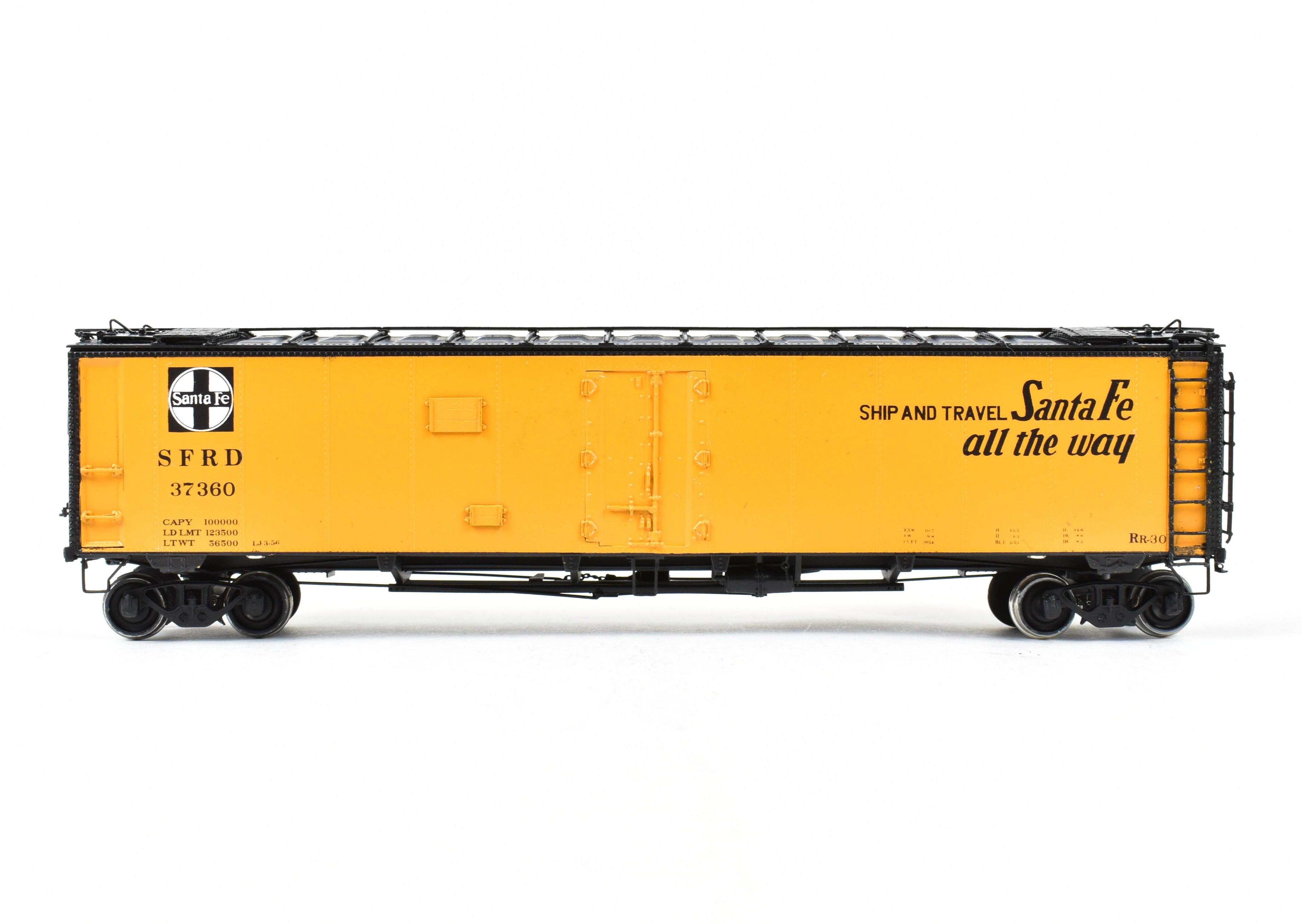 HO Scale Brass Model - Overland Models, Inc. ATSF - Santa Fe SFRD Rr - 30 Class 50 - Foot Ice Bunker Steel Refrigerator Car with Custom Painting by Turner Junction Models