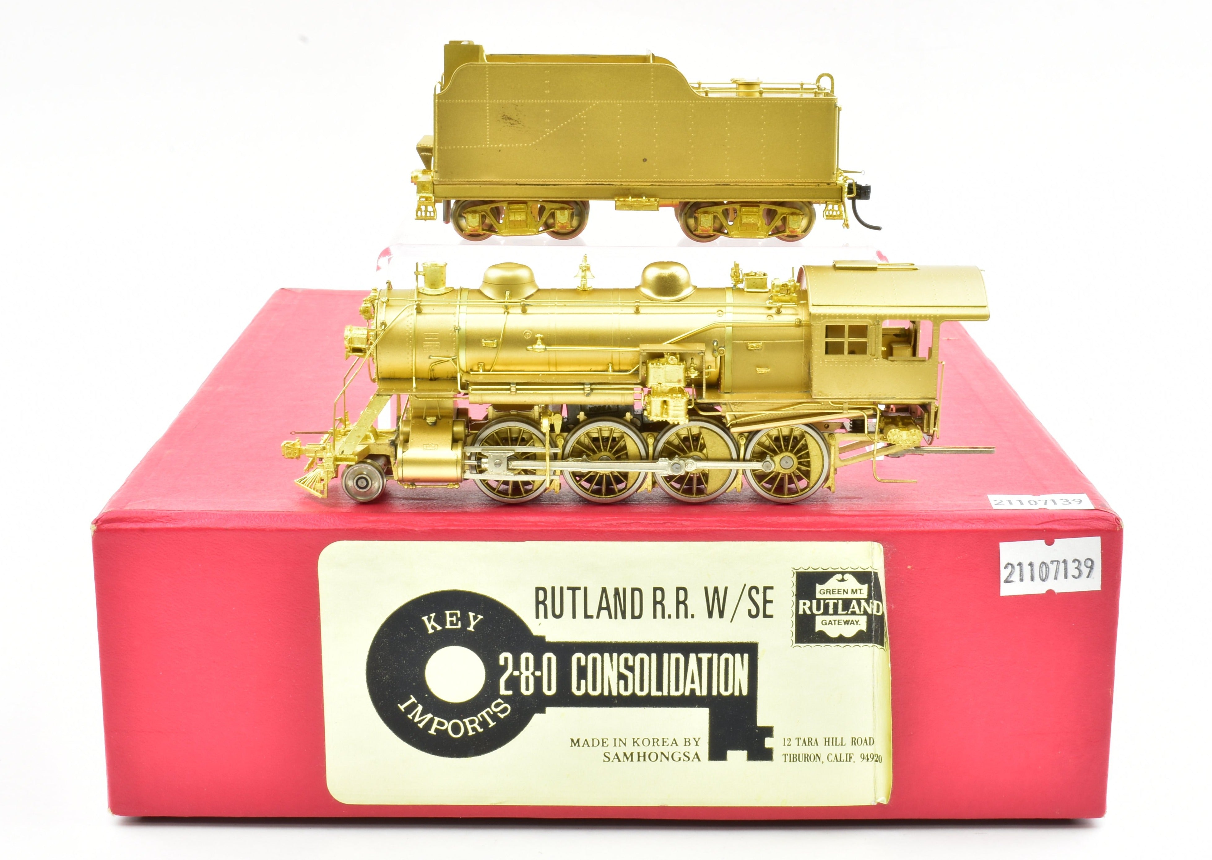 HO Scale Brass Model Key Imports Rutland Railroad G - 34 2 - 8 - 0 Consolidation Steam Locomotive with Stoker Engine