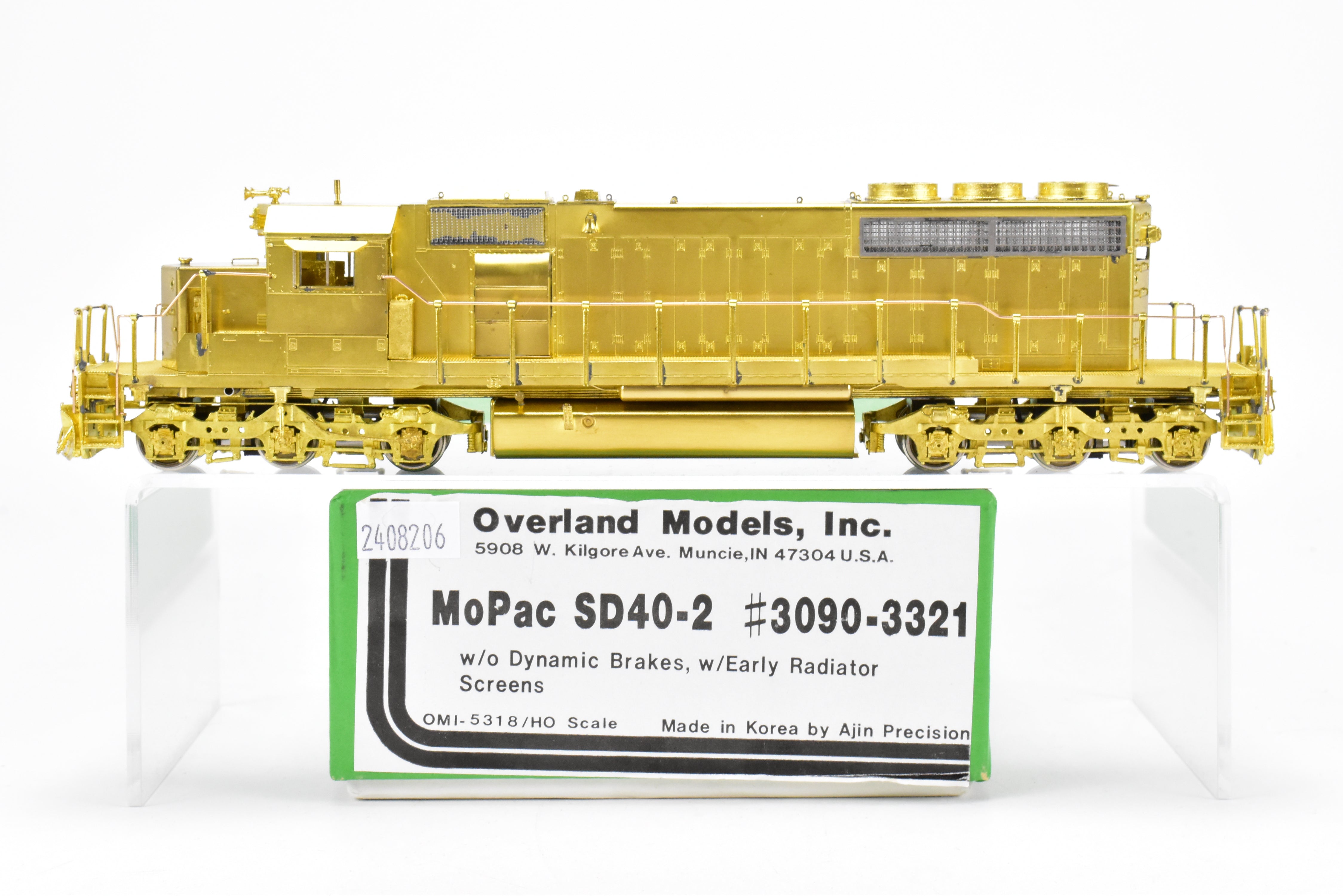 HO Scale Brass Model Train - Overland Models Inc. (OMI) Missouri Pacific EMD SD40-2 Locomotive without Dynamic Brakes and with Early Radiator Screens