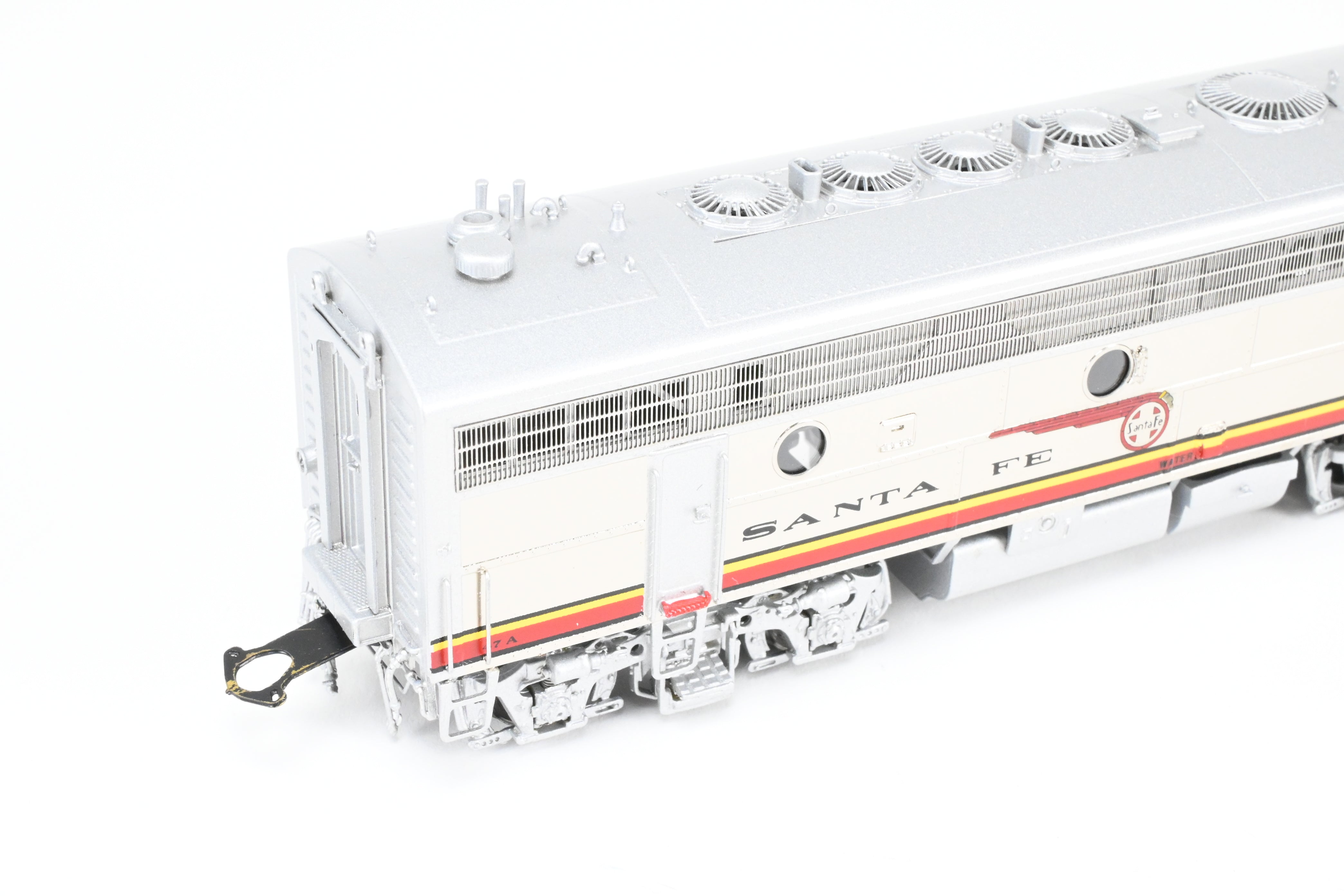HO Scale Brass Model Train Set - Overland Models Inc. ATSF - Santa Fe EMD F7 A - B - B - A Set #1 (1950's Era FP) with Cars #42L, 42A, 42B, 42C