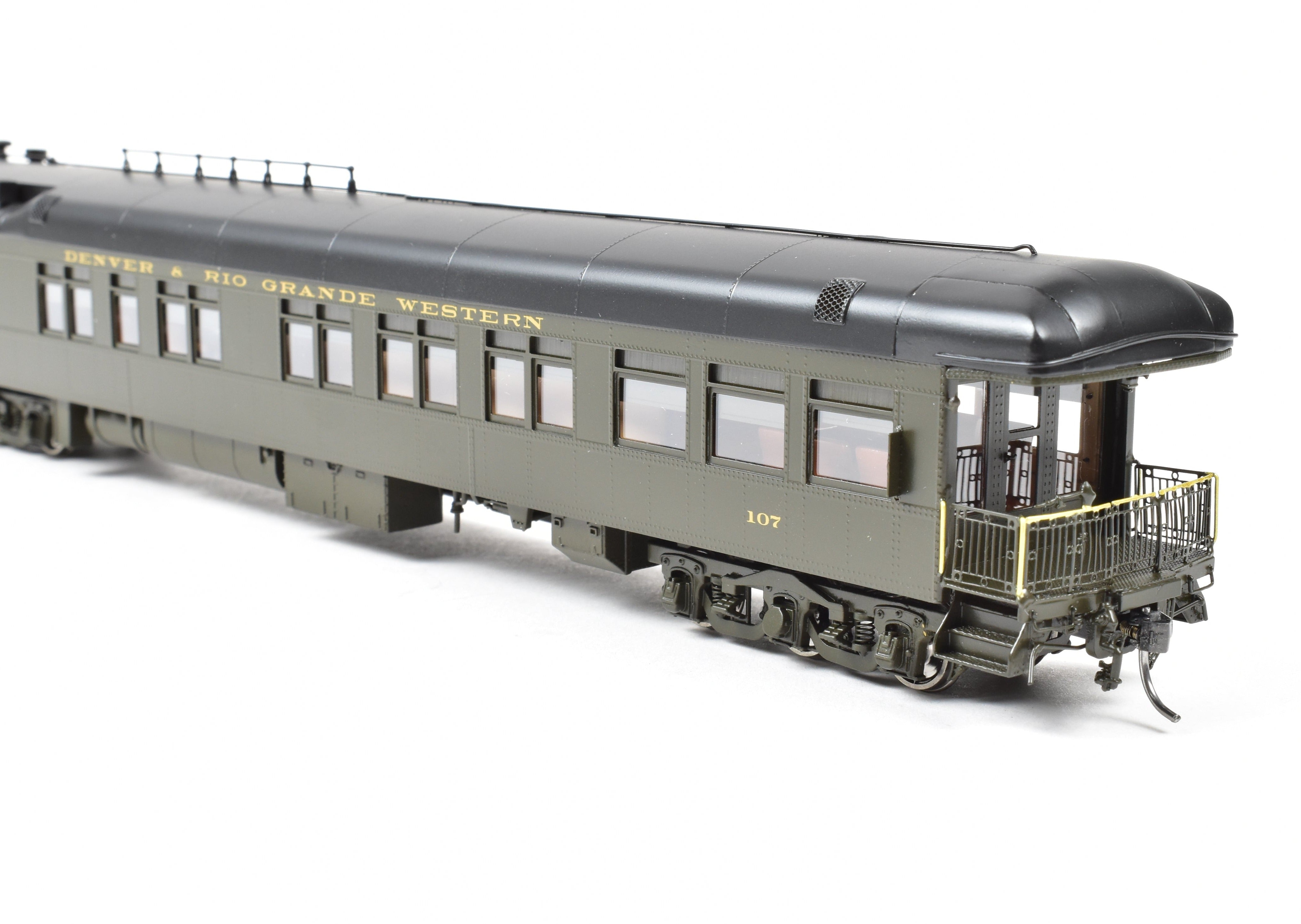 HO NEW Brass North Bank Line D&RGW 107 Business Car in Pullman Green (1951 - 1955)