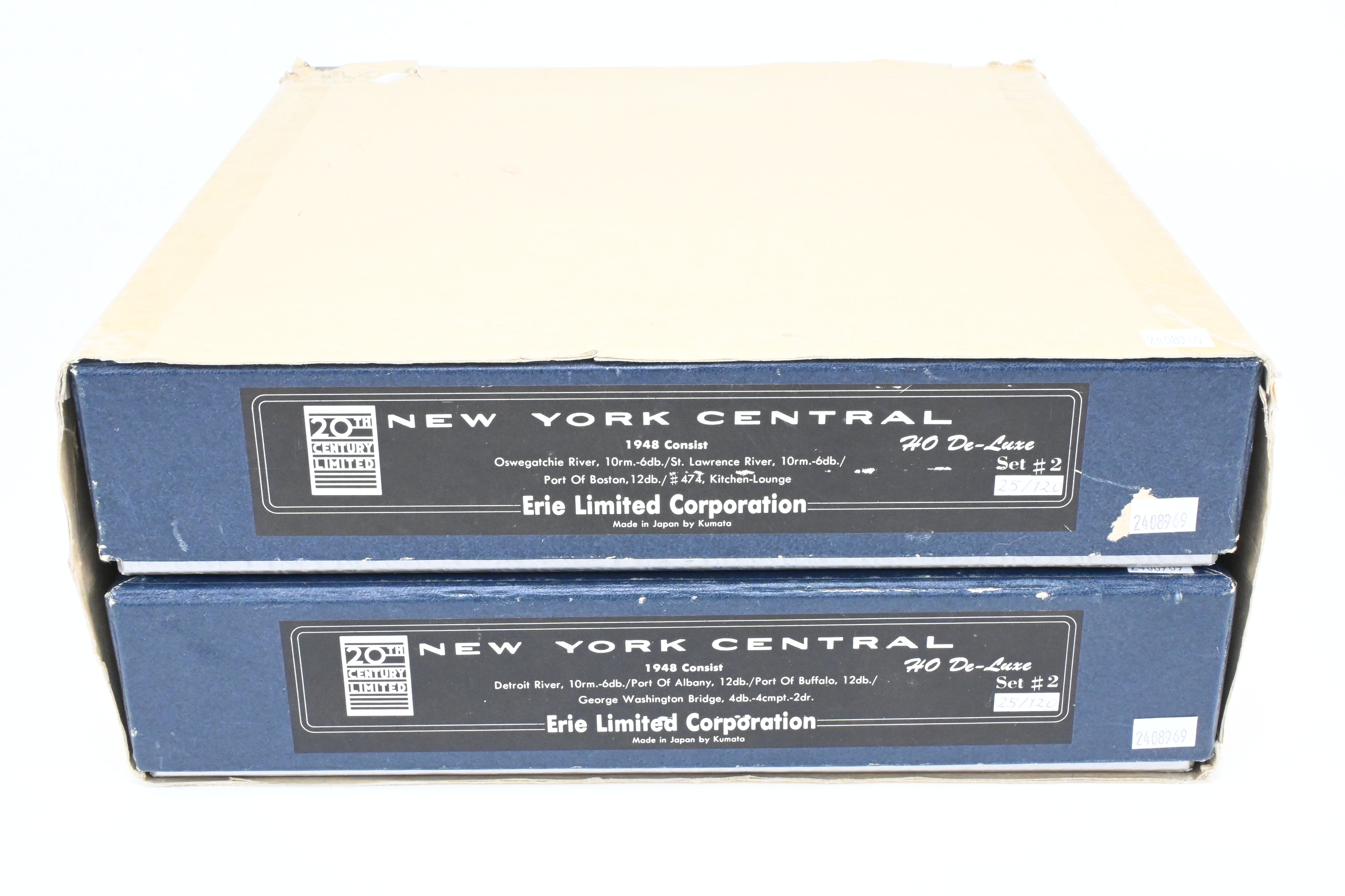 High - Quality HO Scale Brass Erie Limited 8 - Car Set Representing New York Central's 20th Century Limited in 1948, Factory - Painted, Set #2