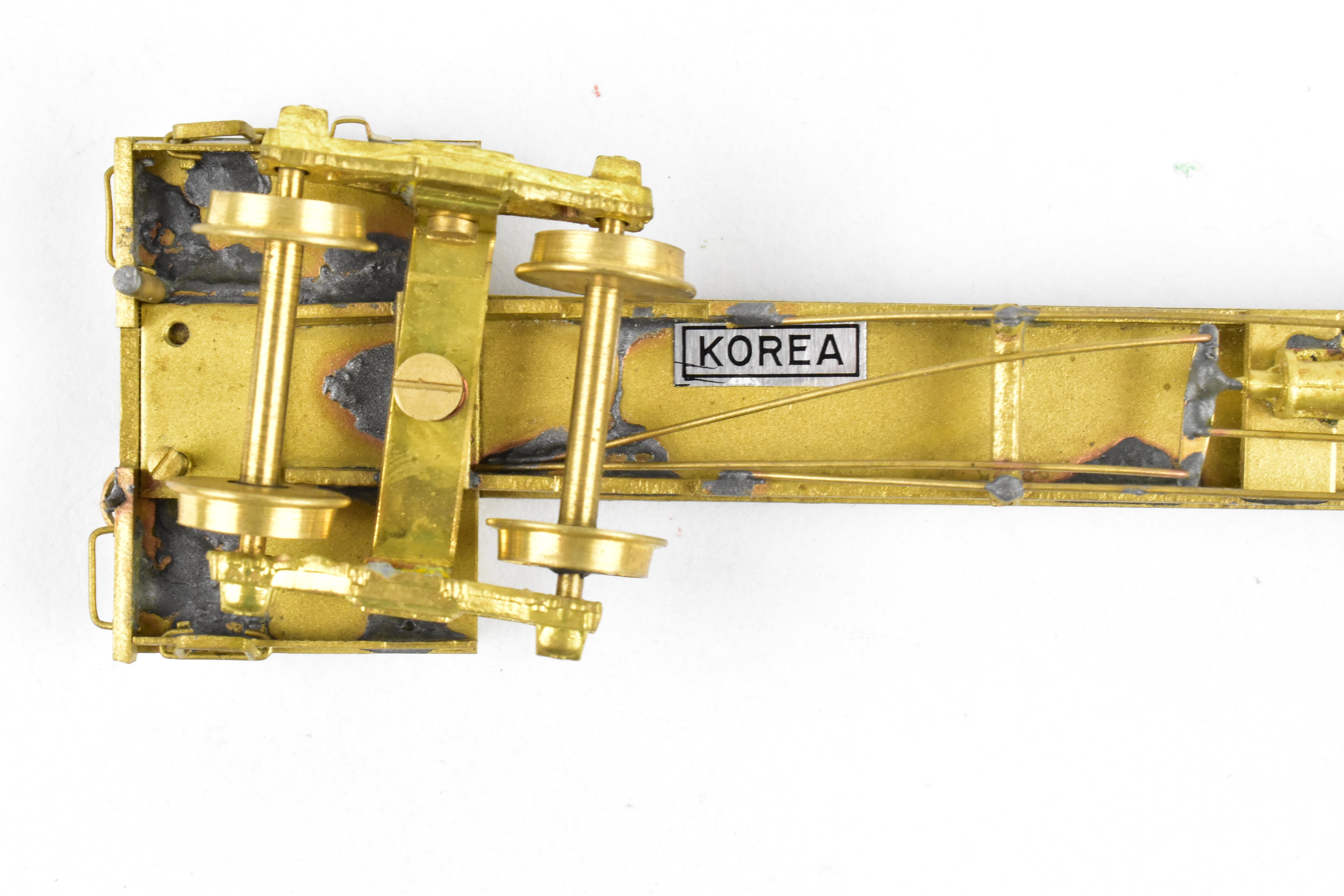 HO Scale Brass Model Train Log Car by Far East Distributors - Northern Pacific 41-Foot Log Car with Seattle Car & Foundry Archbar Trucks