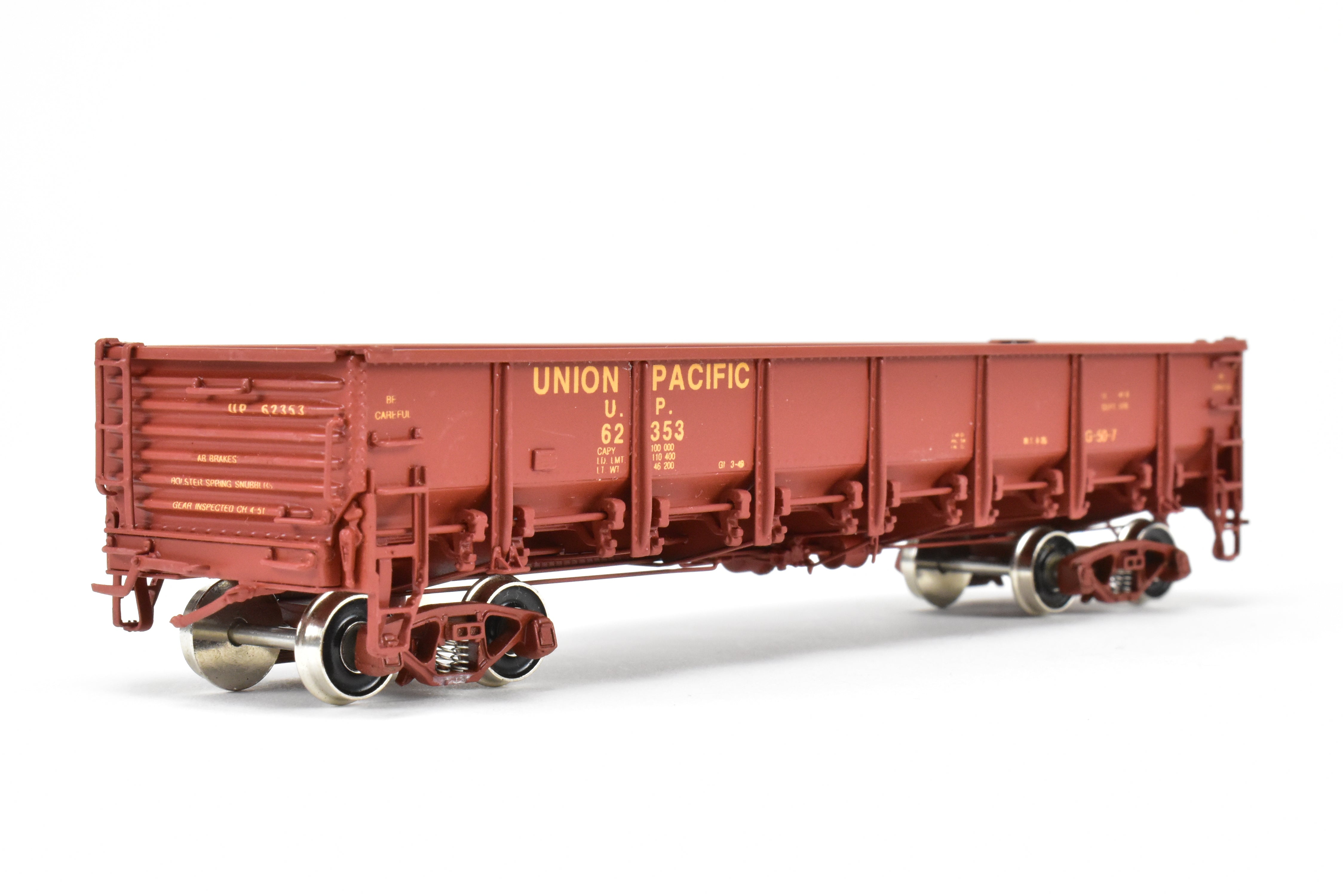 HO Scale Brass CIL - Challenger Imports Union Pacific Class G50 - 7 Drop Bottom Gondola Model, Version 2 with Riveted Side Sheets, Factory - Painted and Numbered FP #62353
