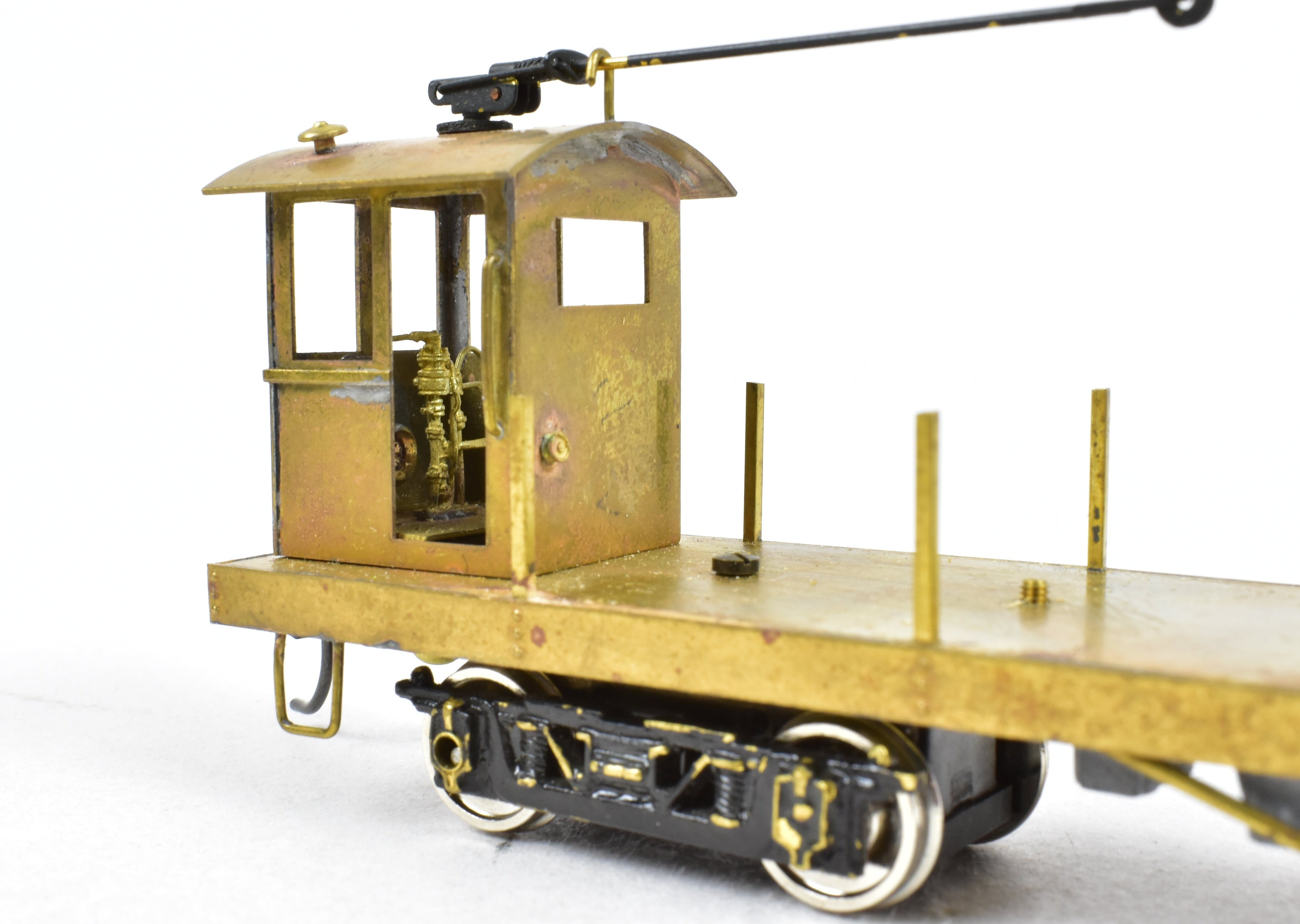 Custom - Built HO Scale Brass Traction Line Pole Car with Load from an Unknown Japanese Importer