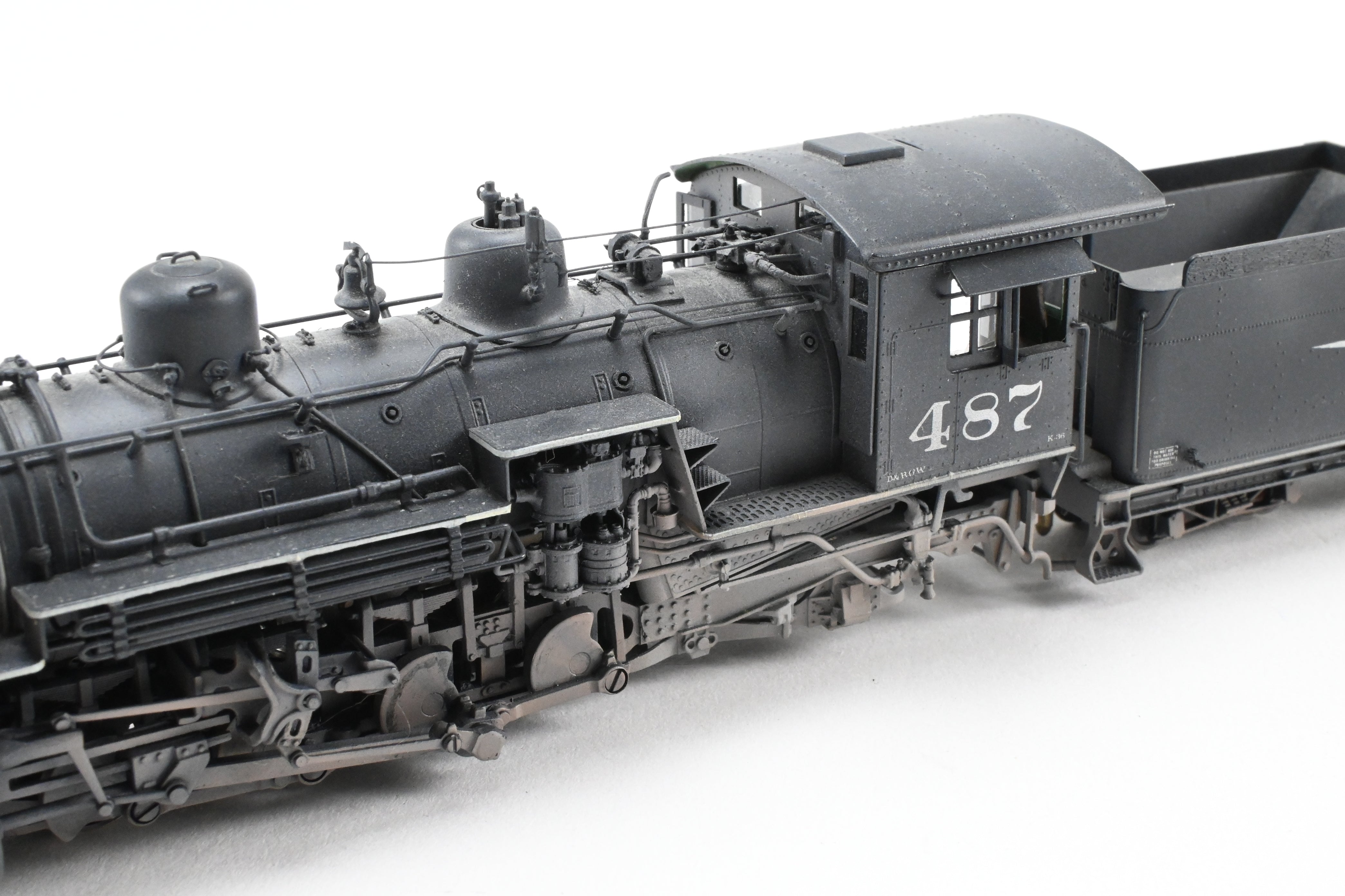 HOn3 Scale Brass Precision Model Train - Denver & Rio Grande Western K-36 CP No. 487 Flying Grande with Weathered Finish by Precision Scale Co.