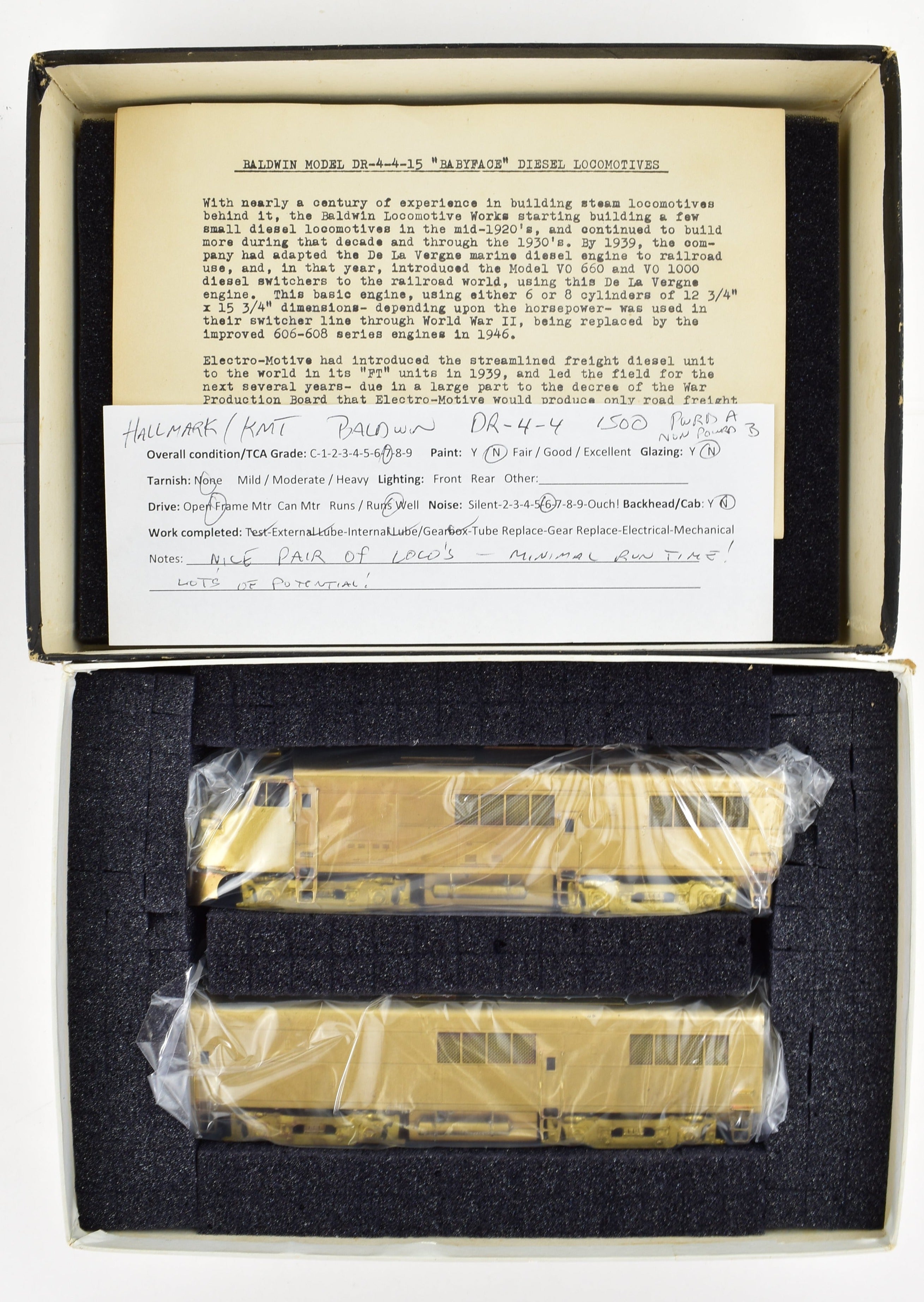 HO Scale Brass Baldwin DR-4-4-1500 Baby Face A/B Set by Hallmark Models