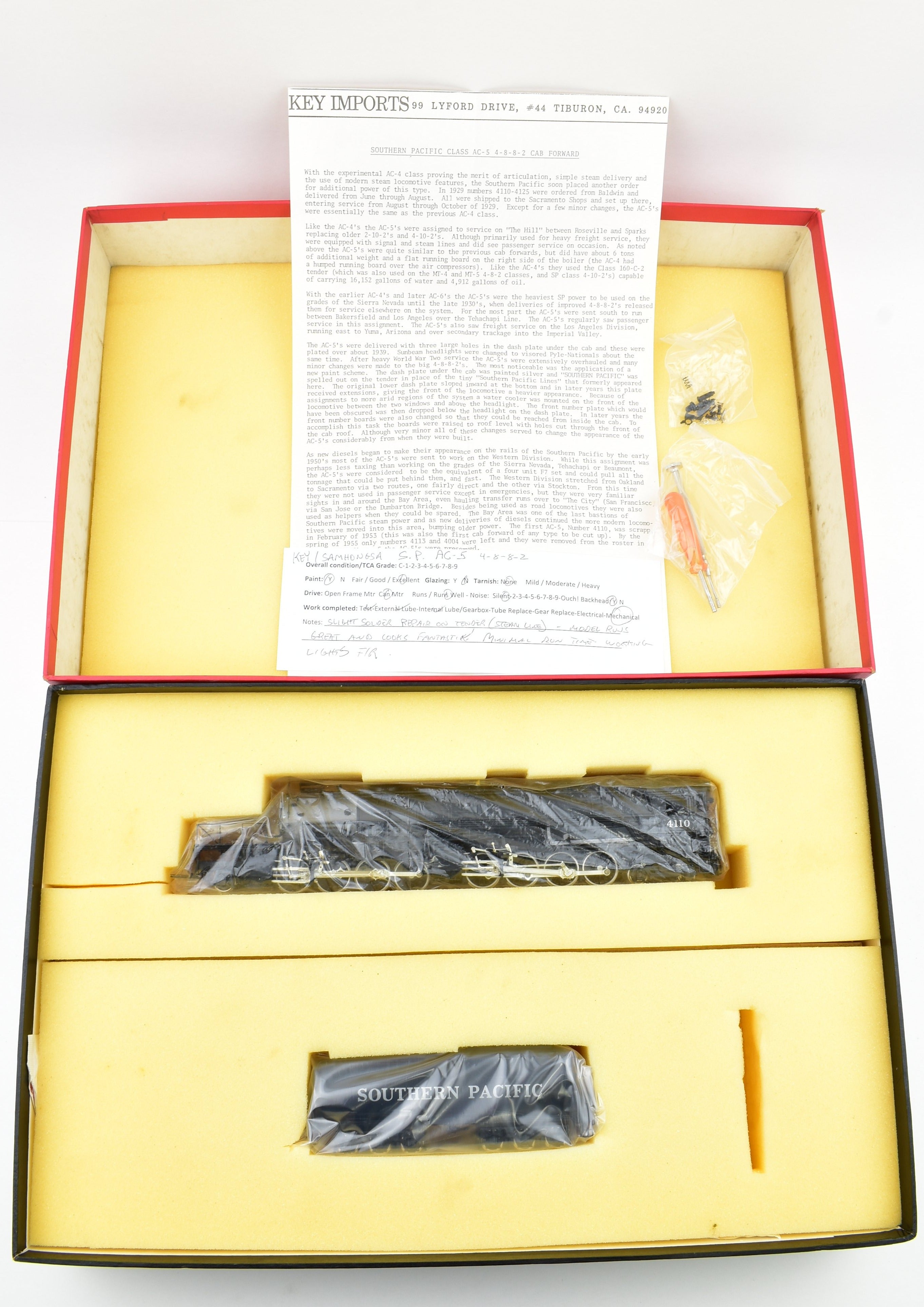 HO Brass Key Imports SP - Southern Pacific AC - 5 4 - 8 - 8 - 2 Cab Forward Factory - Painted Classic Model