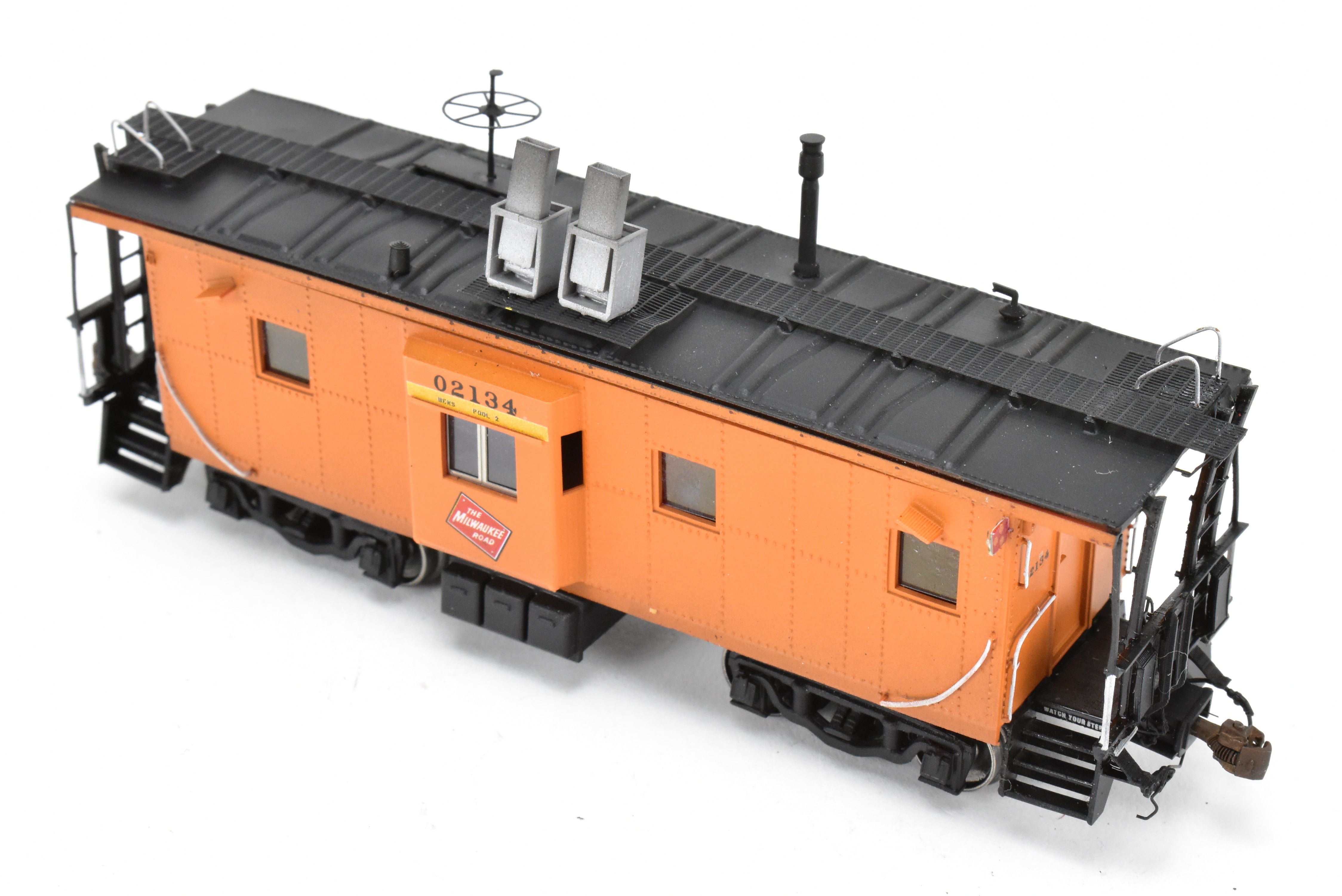 HO Scale 3D Printed Custom Painted Milwaukee Road Thrall Bay Window Caboose Model