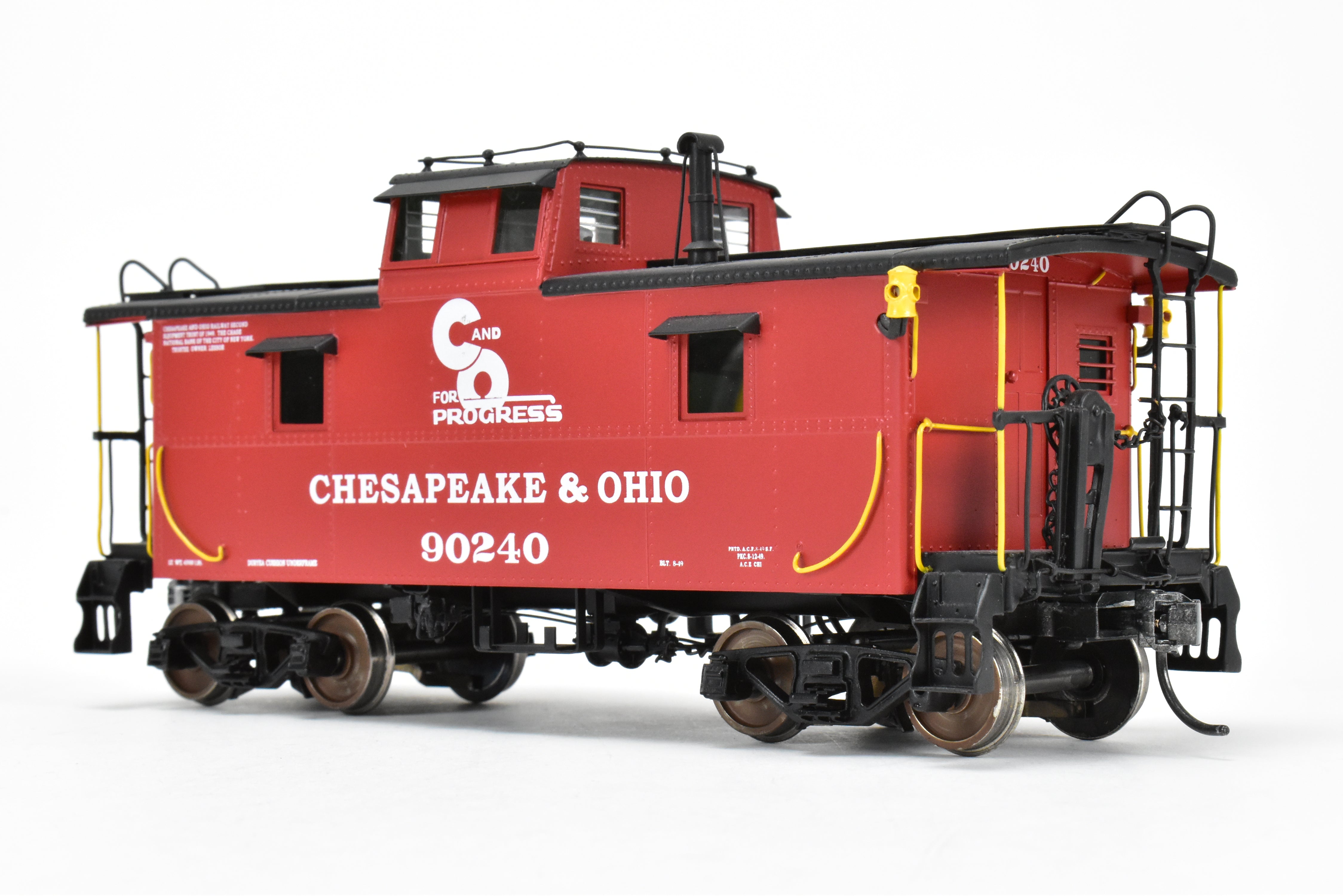 1:48th O Scale Brass Sunset 2-Rail C&O Chesapeake & Ohio Red/Black Steel Caboose #90240
