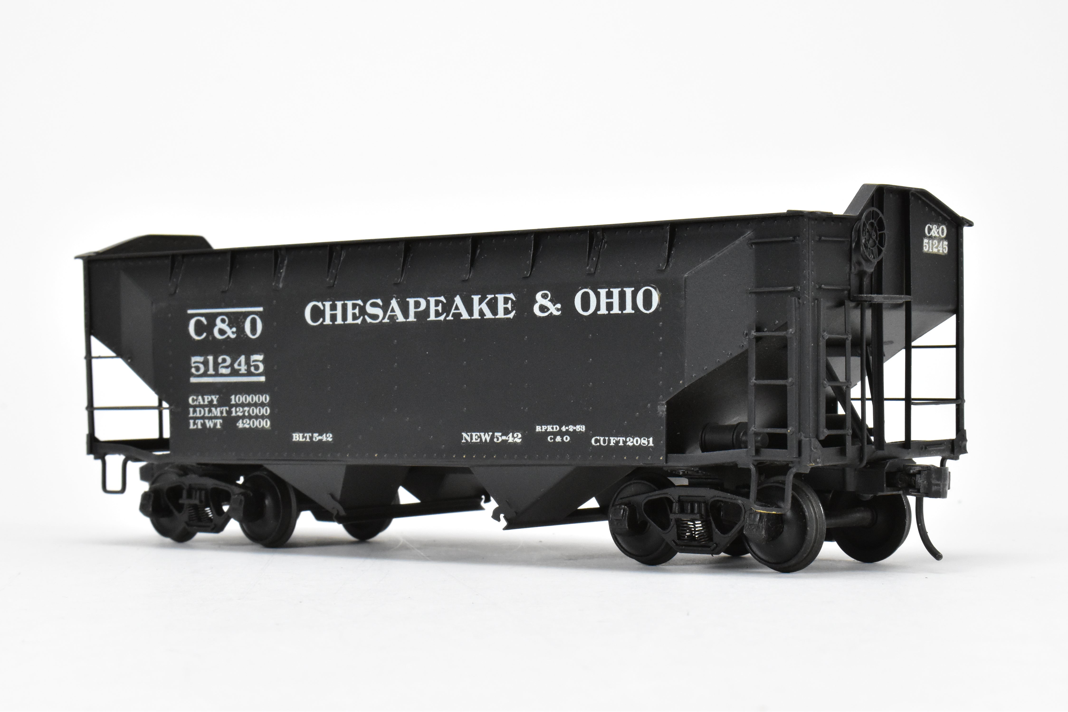O Scale US Hobbies Brass C&O Offset Side Twin Hopper, Peaked Ends, CP No. 51245