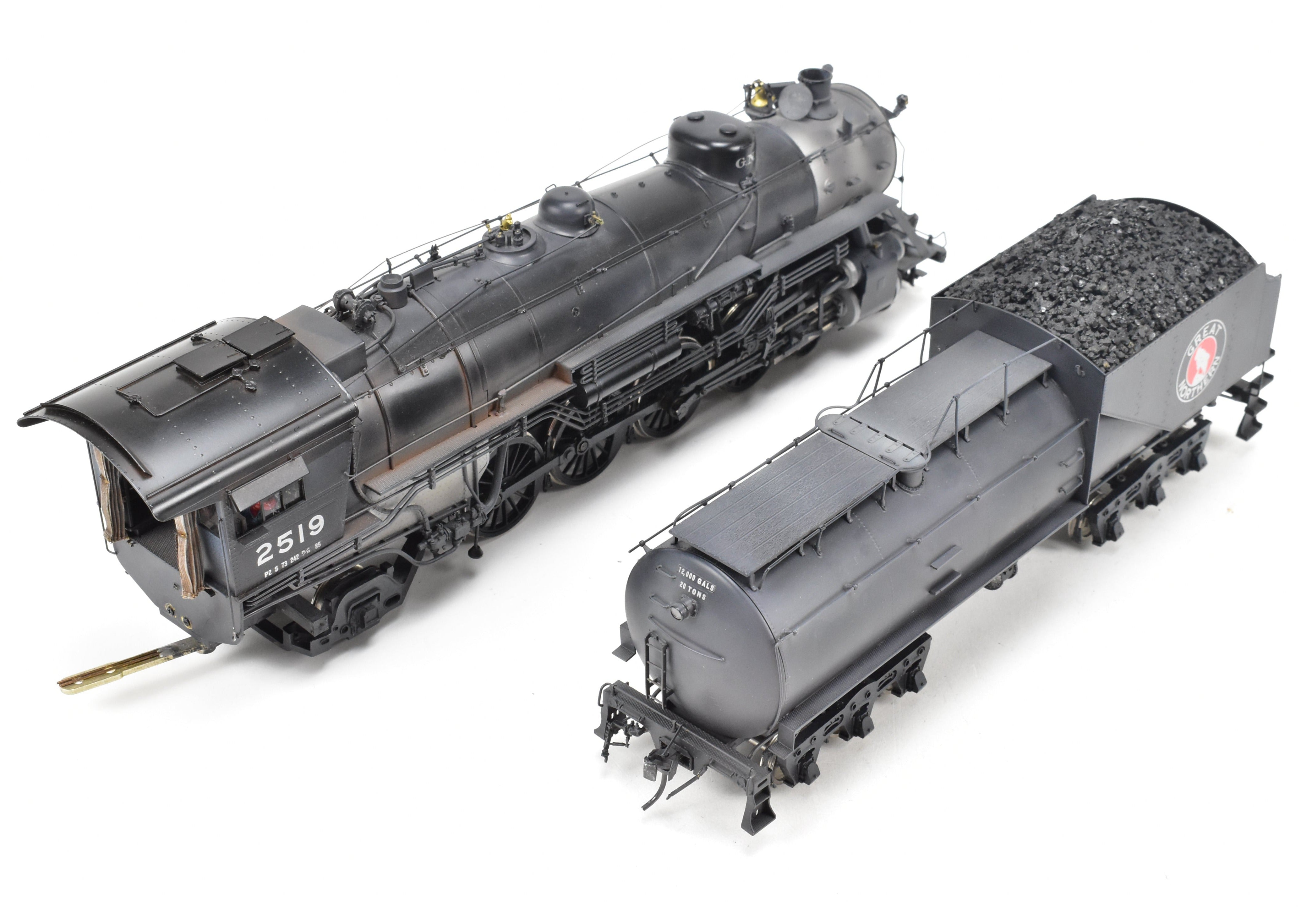 O Scale Brass Model Train - Pecos River Brass Great Northern Class P - 2 4 - 8 - 2 Mountain Steam Locomotive, Black, No. 2519