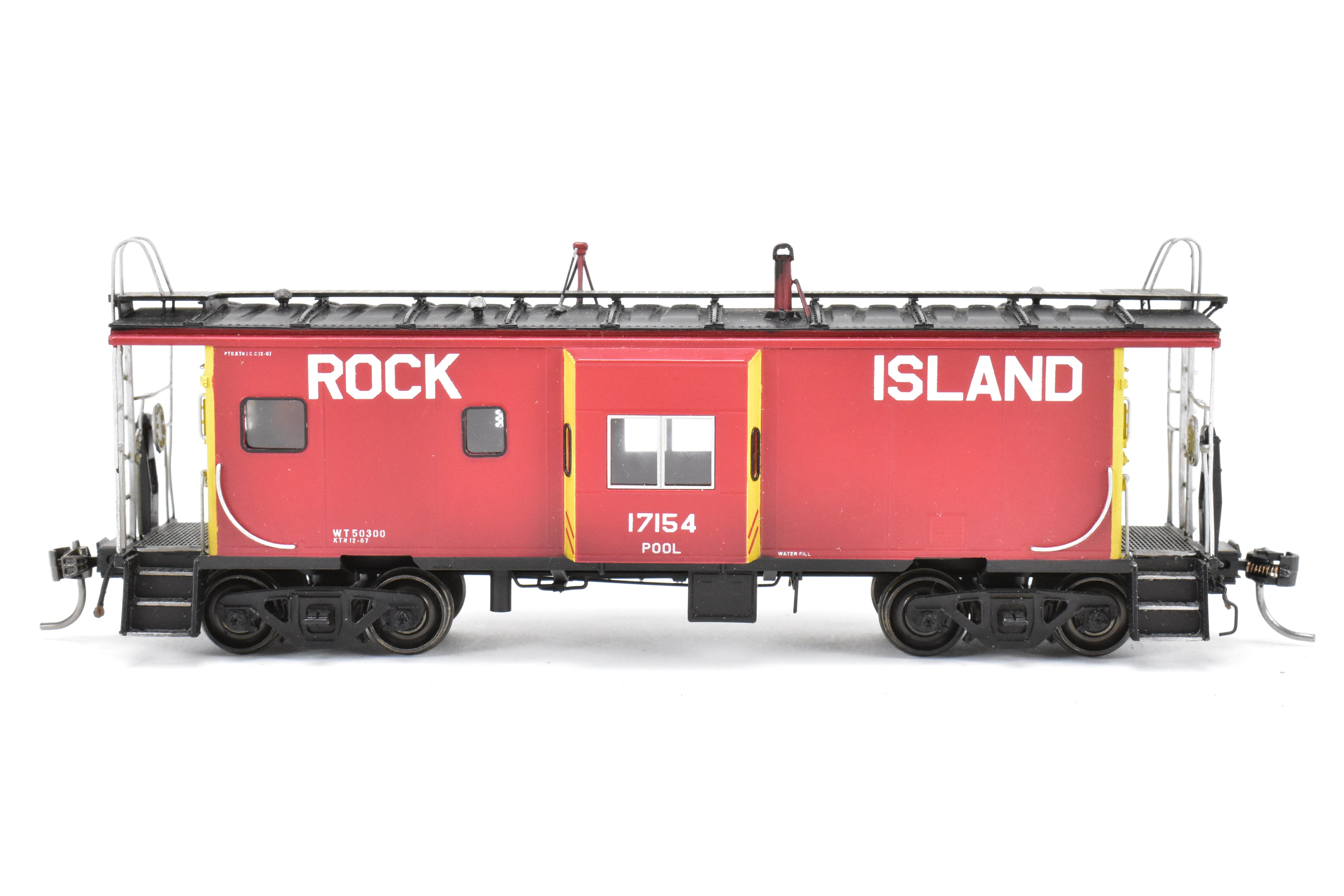 HO Scale Brass Model - Overland Models, Inc. (OMI) Custom Weathered Rock Island Bay - Window Caboose for Pool Service