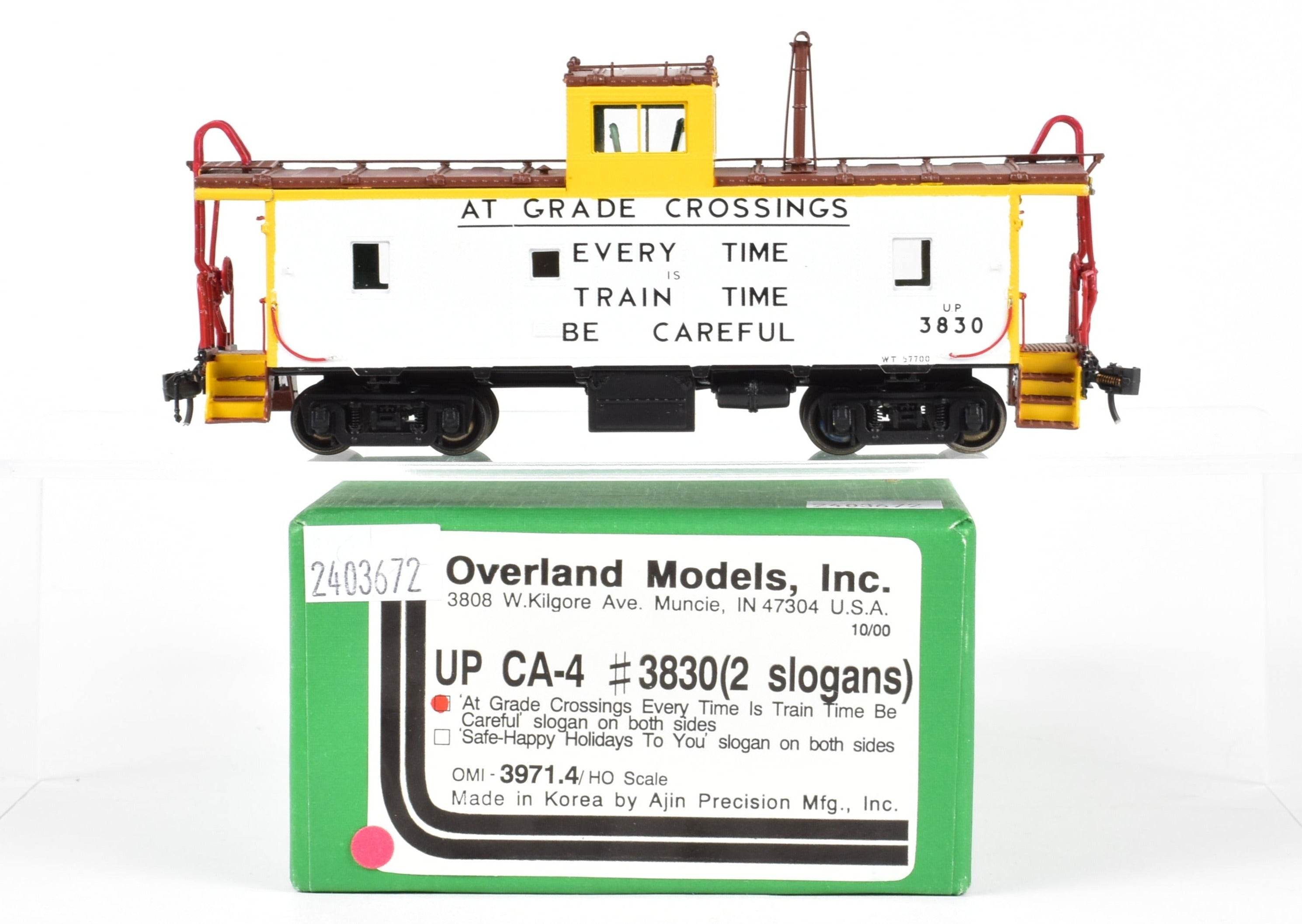 HO Brass OMI UP Union Pacific CA - 4 Steel Caboose 3830 with Safety Slogans
